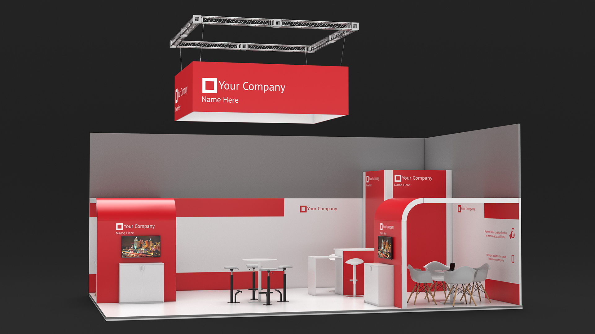 3D model Exhibition Stand Red