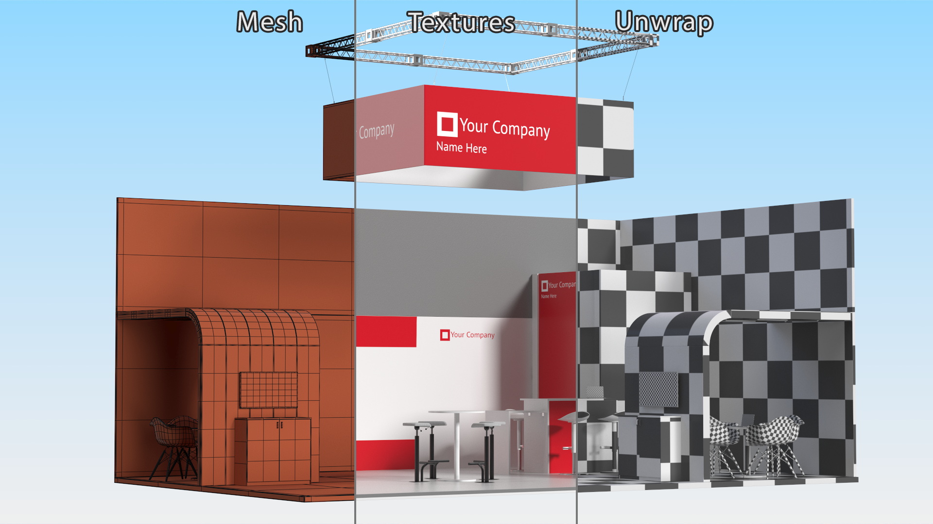 3D model Exhibition Stand Red