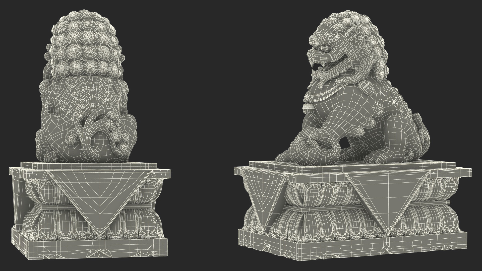 3D model Jade Guardian Lion Statue