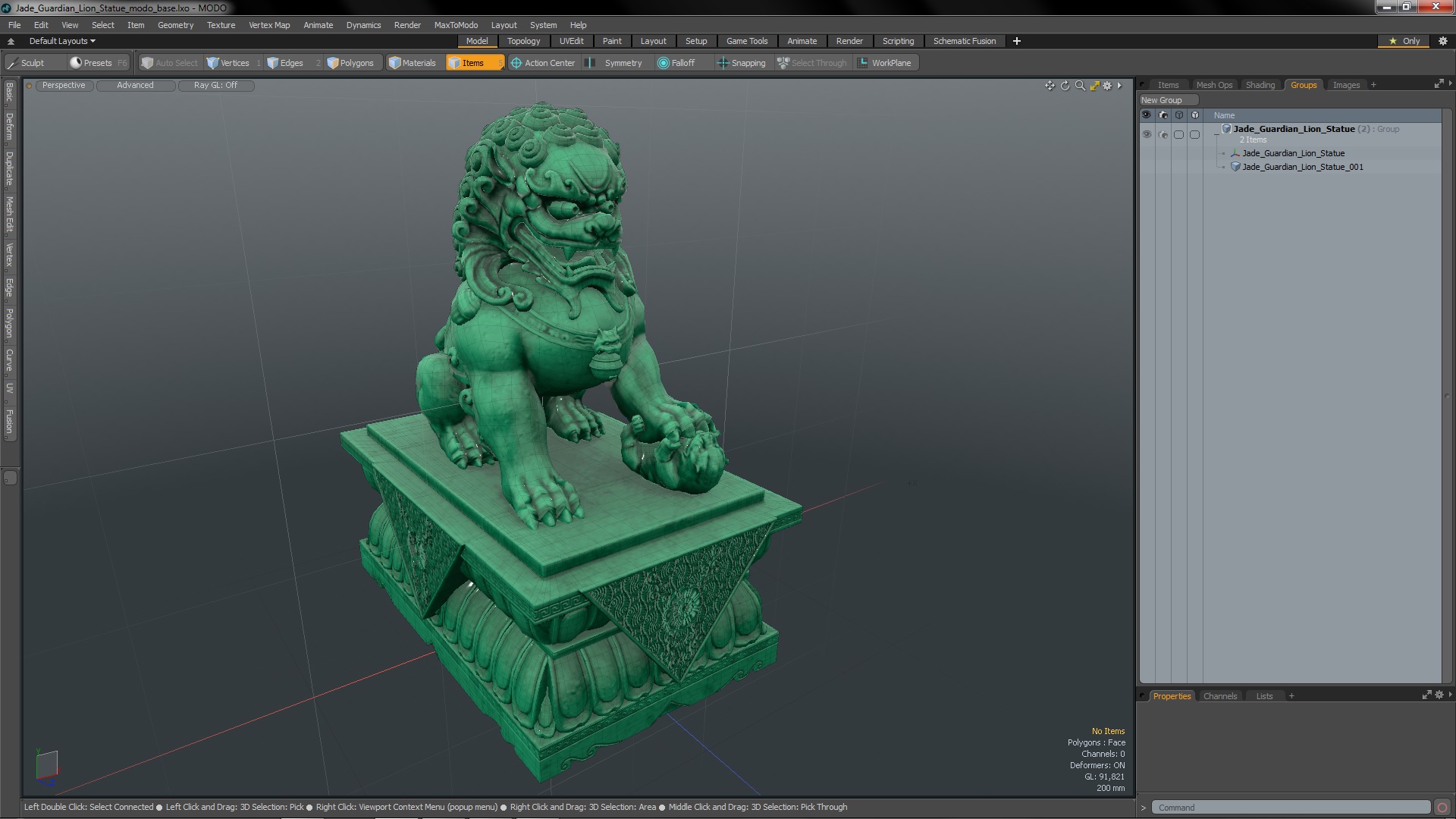 3D model Jade Guardian Lion Statue