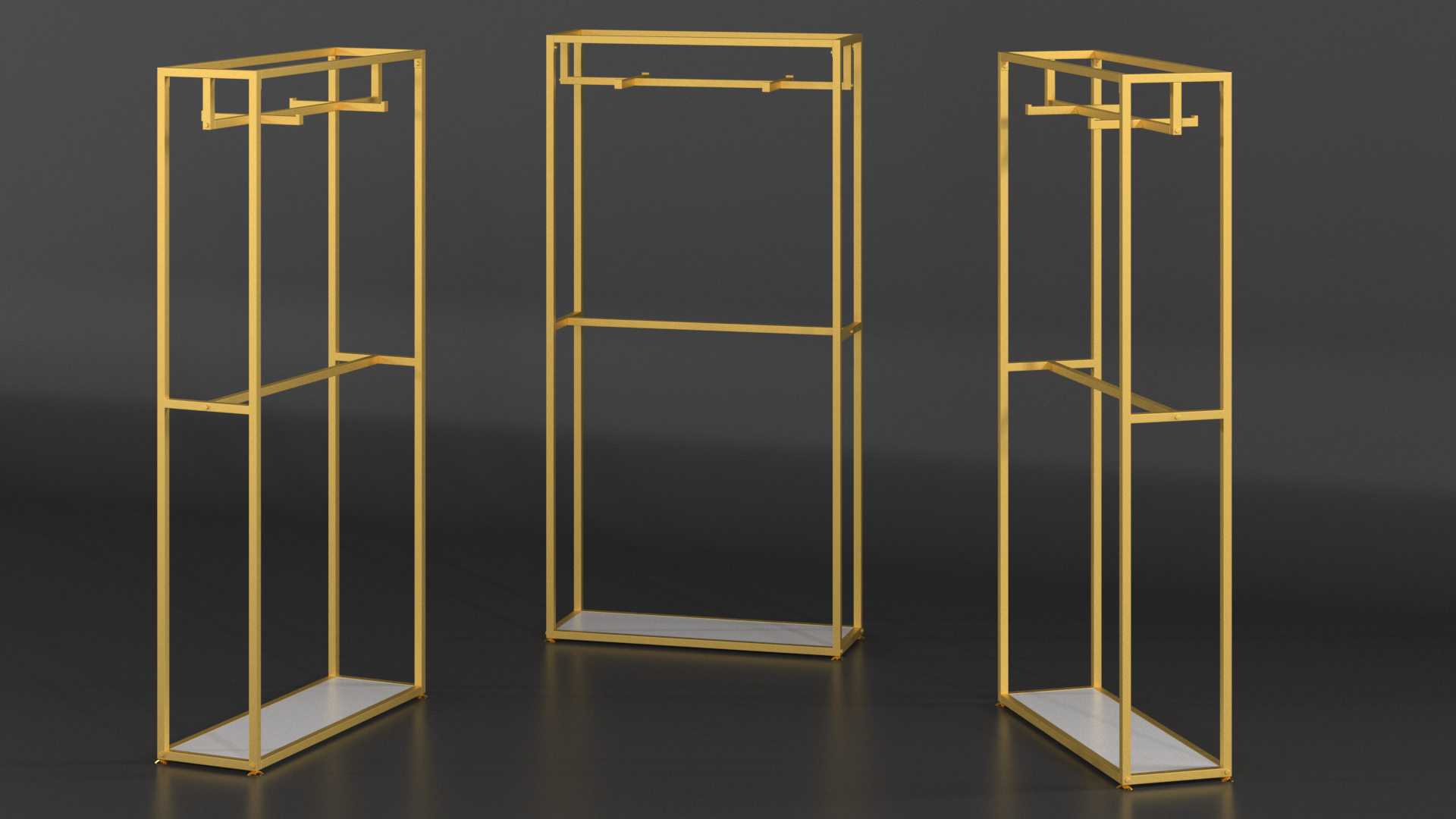 3D Double Coat Rack Gold