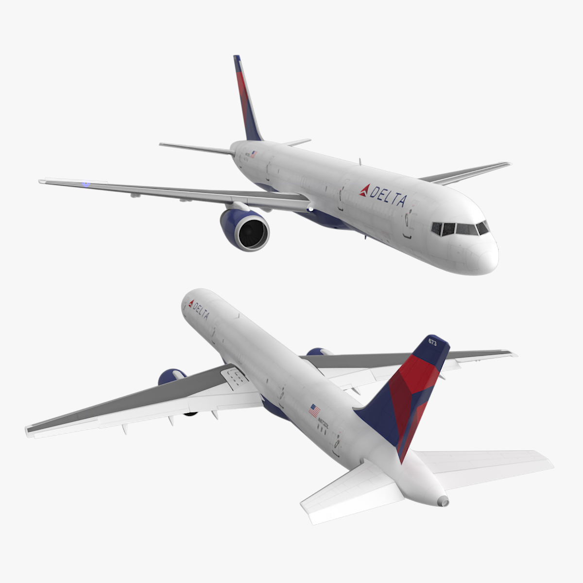 Delta Airlines Boeing 757 Commercial Airliner Rigged 3D