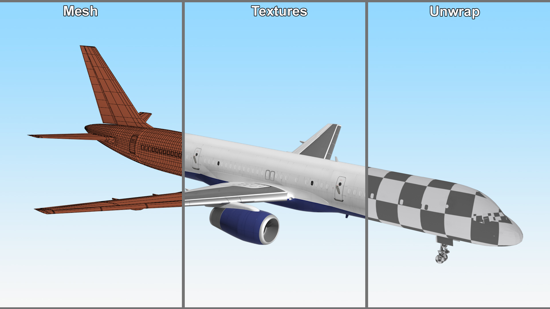 Delta Airlines Boeing 757 Commercial Airliner Rigged 3D