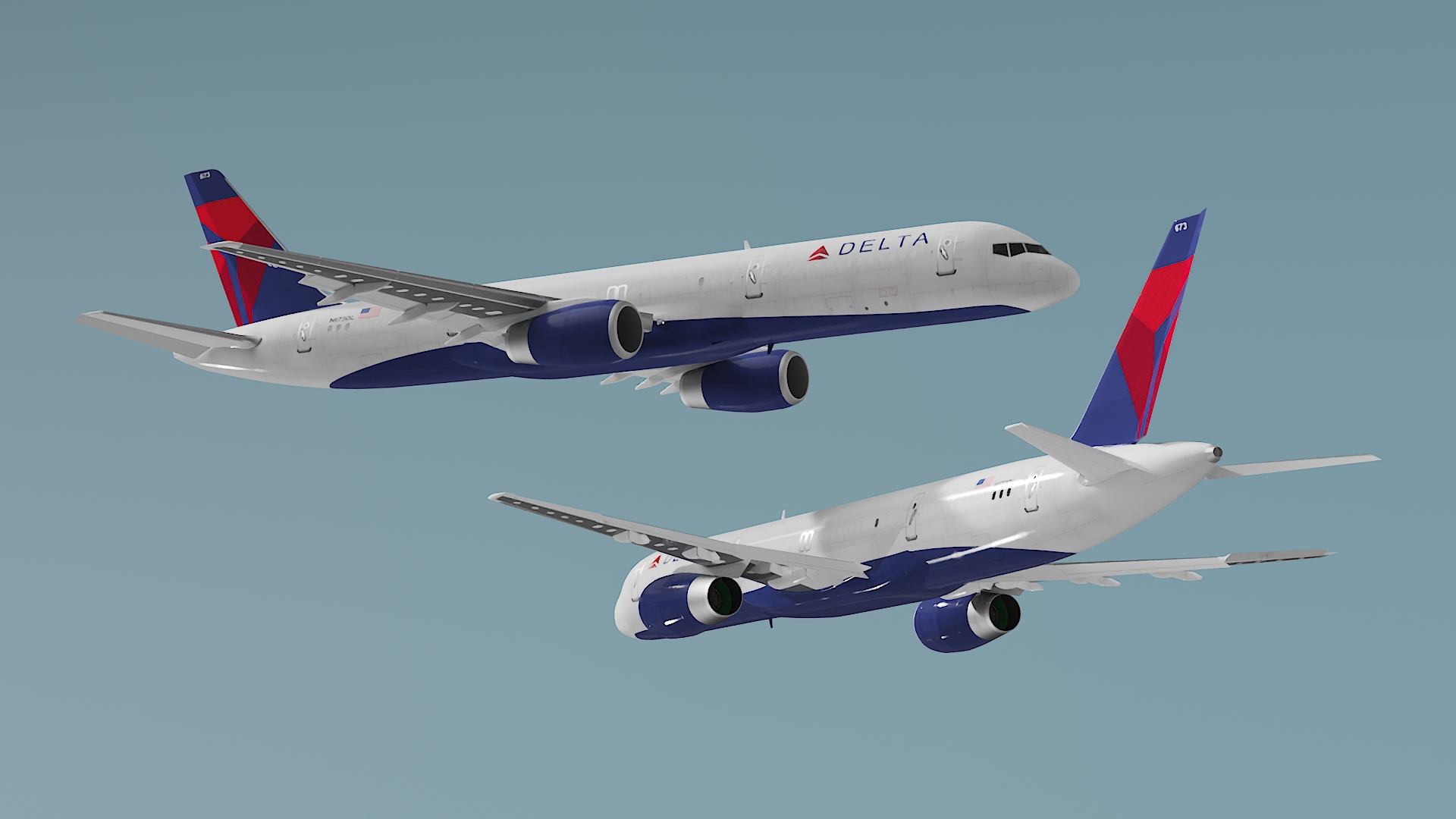 Delta Airlines Boeing 757 Commercial Airliner Rigged 3D