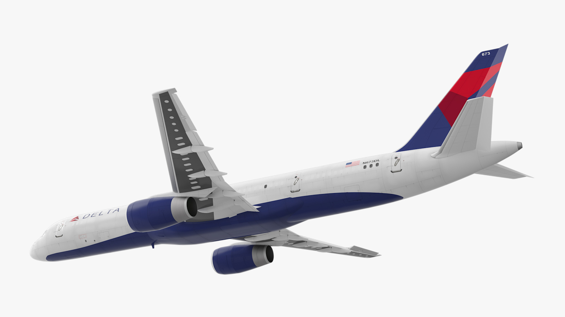 Delta Airlines Boeing 757 Commercial Airliner Rigged 3D