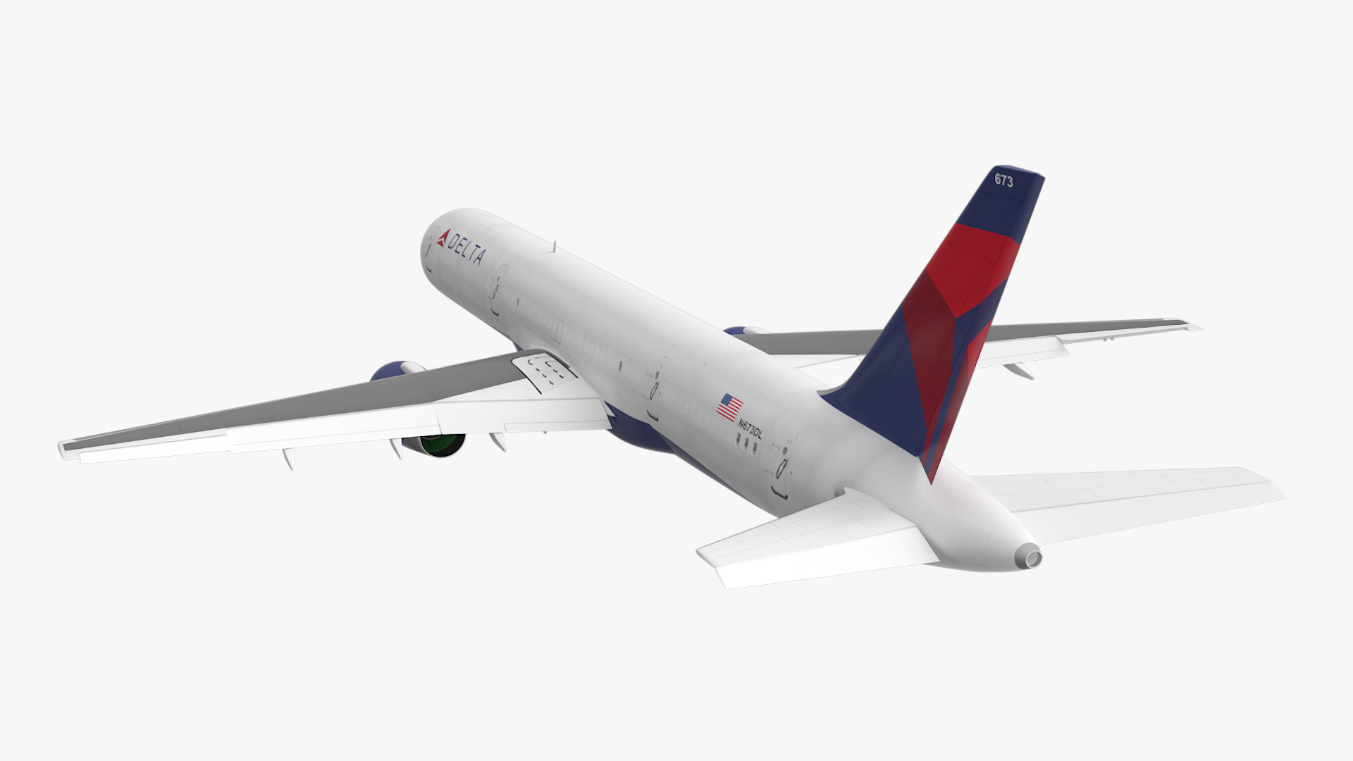 Delta Airlines Boeing 757 Commercial Airliner Rigged 3D