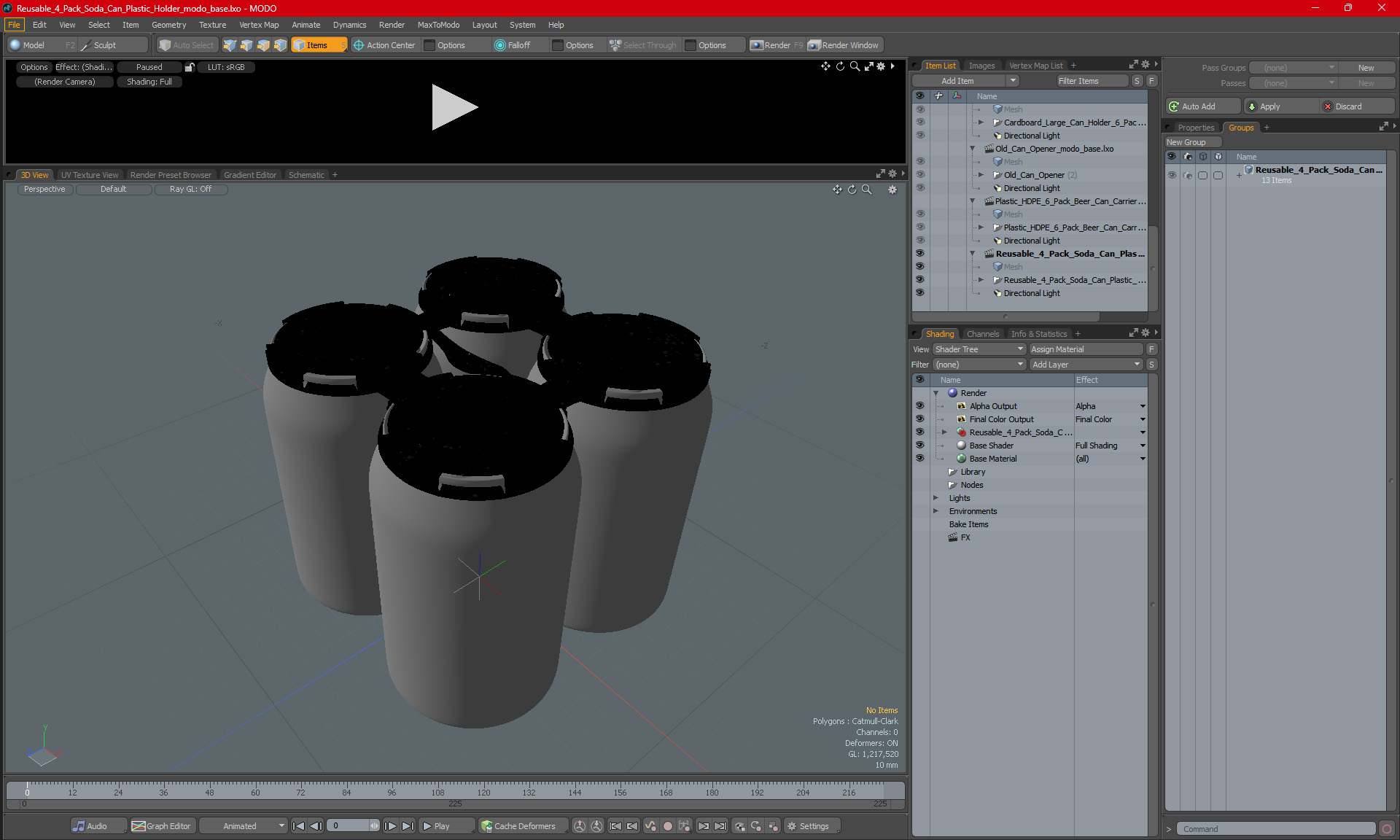 Reusable 4 Pack Soda Can Plastic Holder 3D model