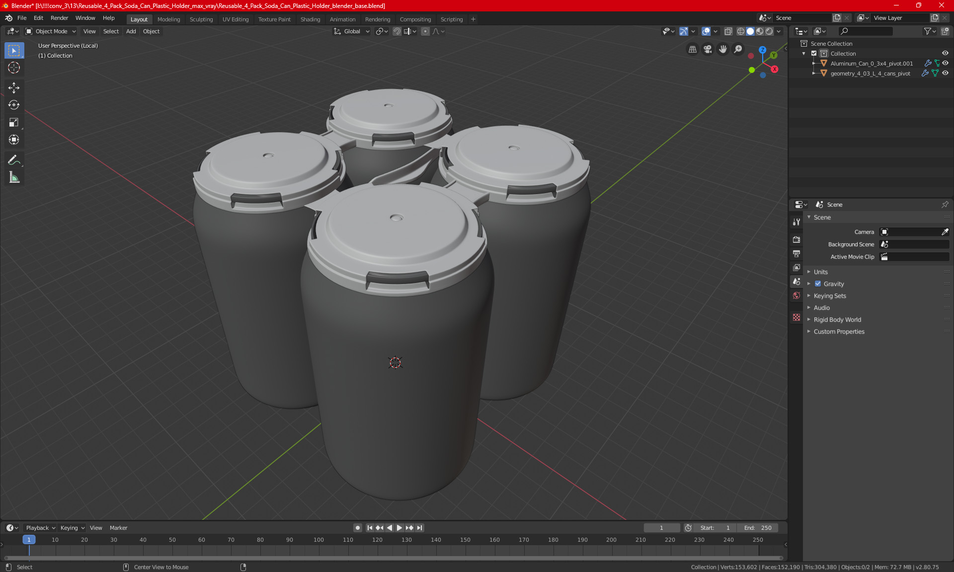 Reusable 4 Pack Soda Can Plastic Holder 3D model