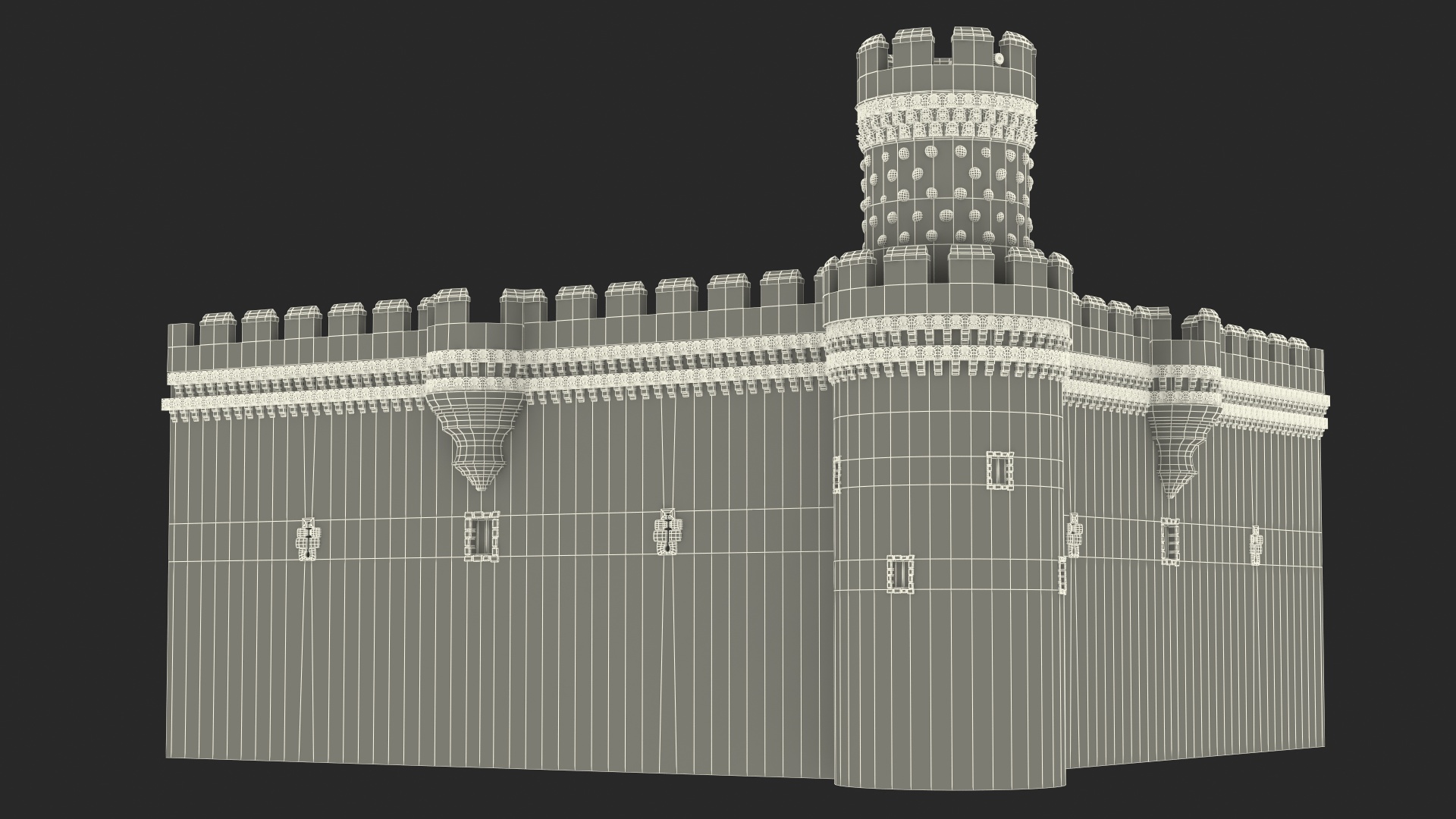 3D Castle Corner Wall model