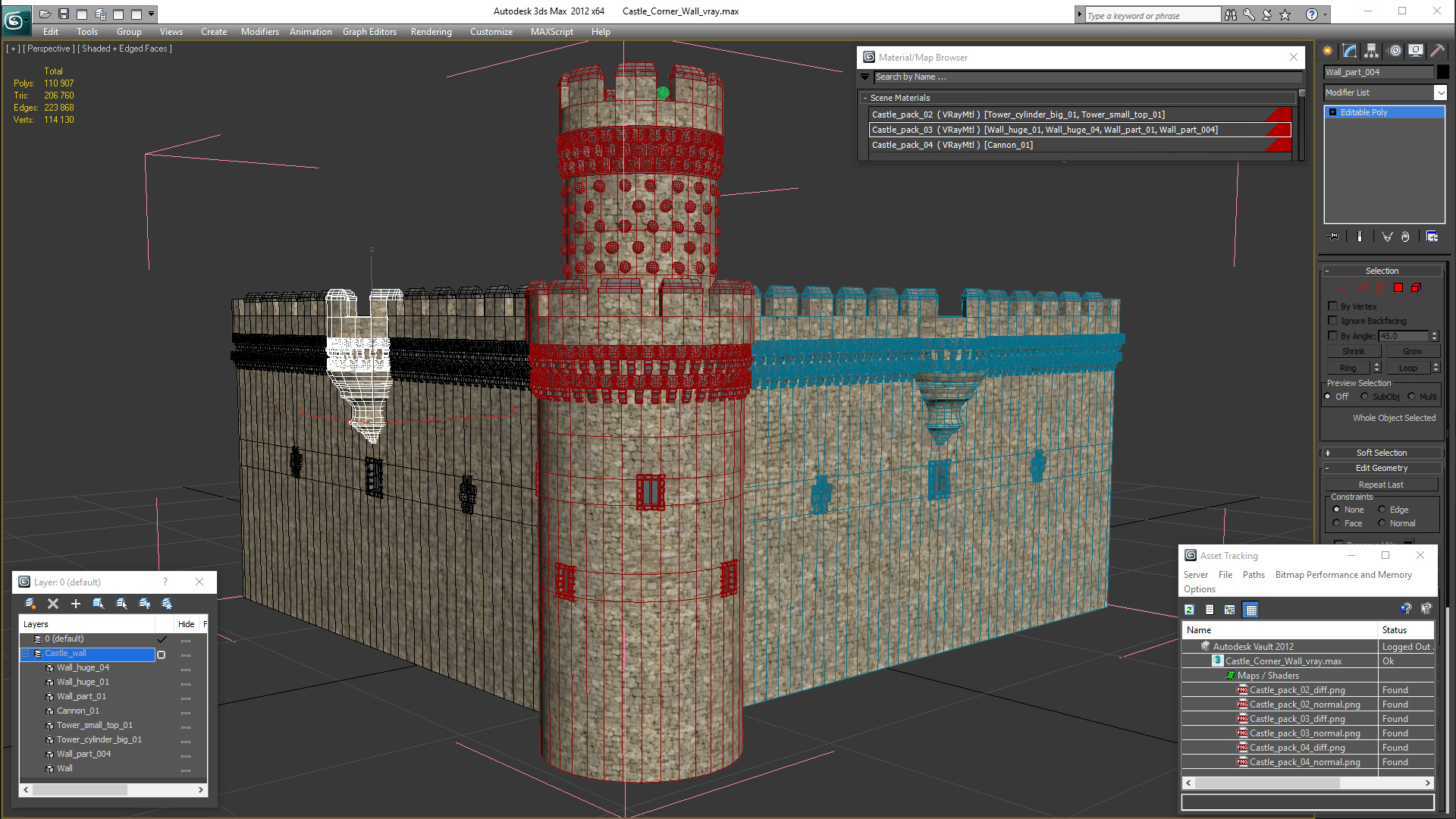 3D Castle Corner Wall model