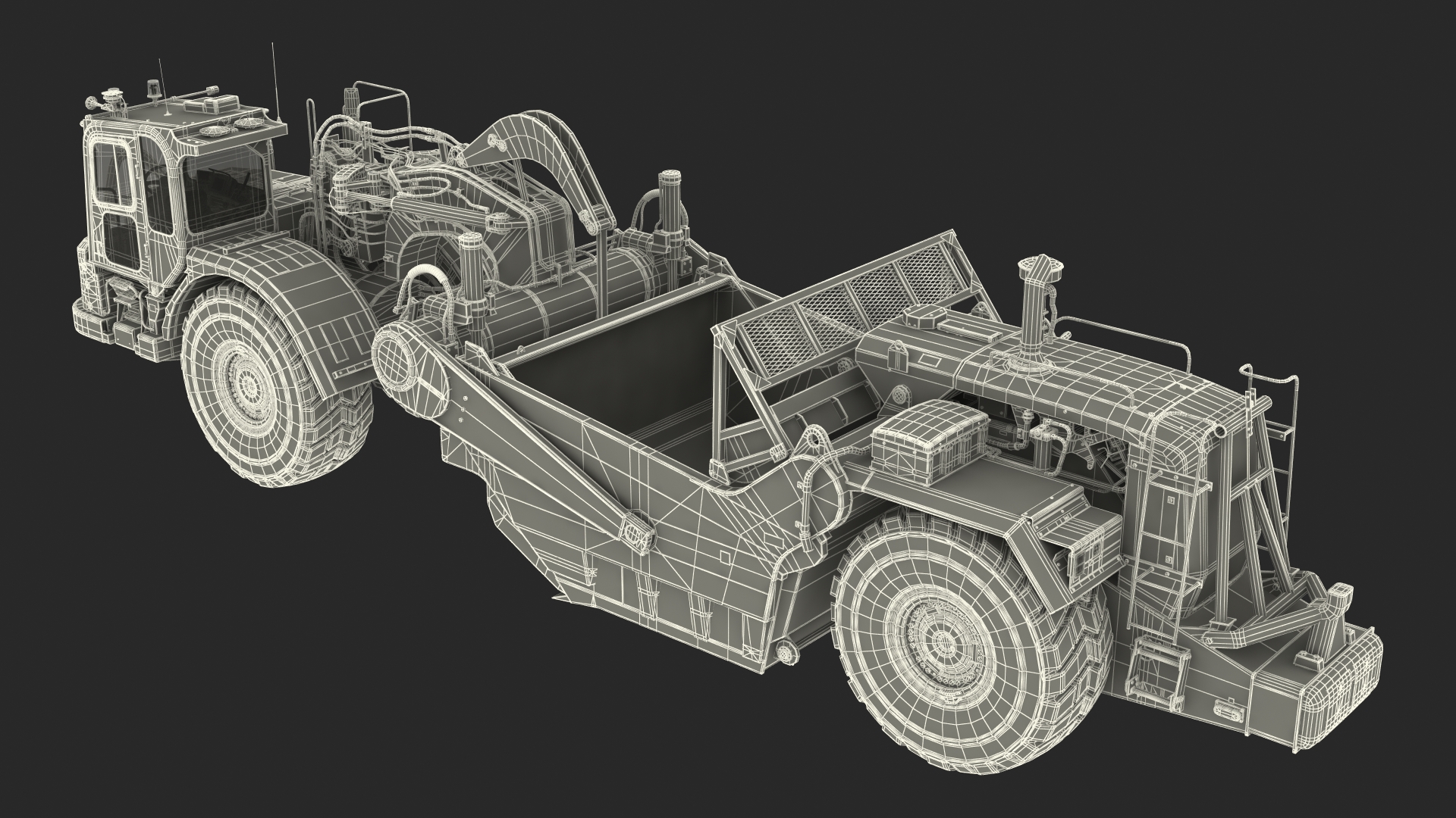 3D Wheeled Tractor Scraper model