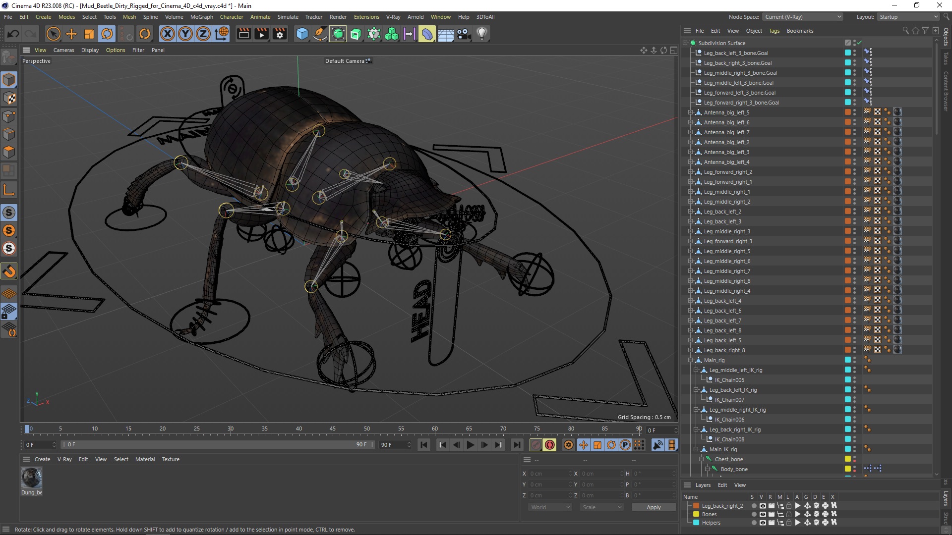 Mud Beetle Dirty Rigged for Cinema 4D 3D