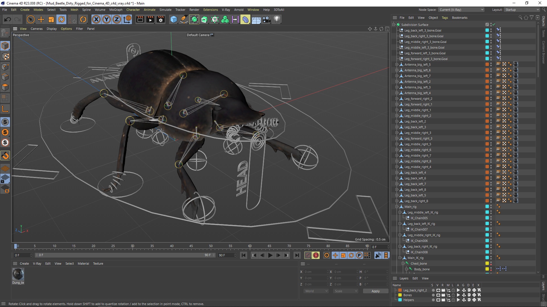 Mud Beetle Dirty Rigged for Cinema 4D 3D