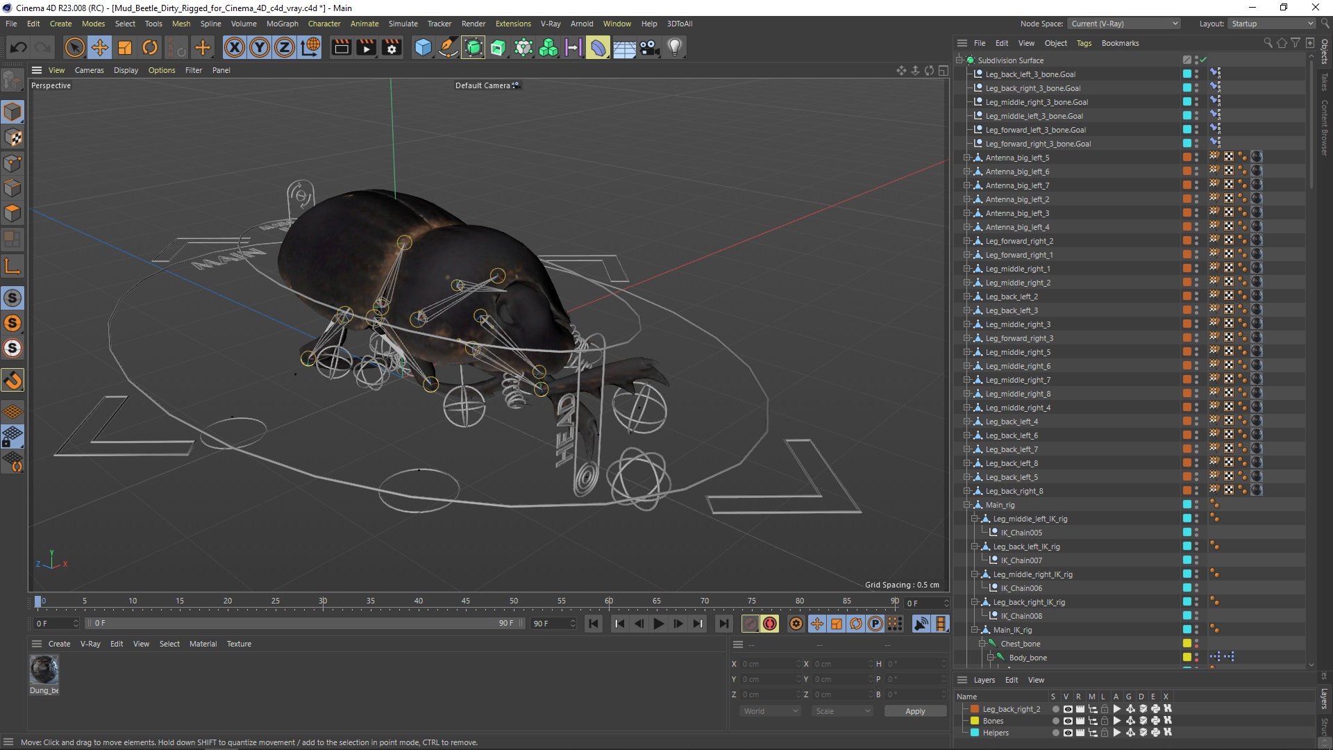 Mud Beetle Dirty Rigged for Cinema 4D 3D