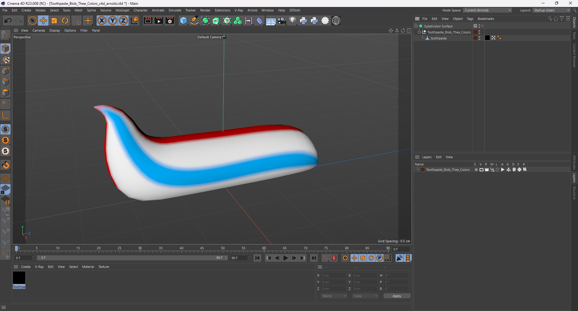 Toothpaste Blob Thee Colors 3D