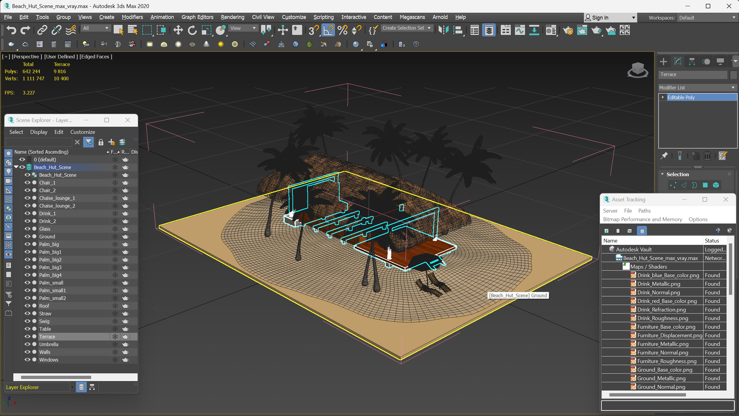 3D model Beach Hut Scene