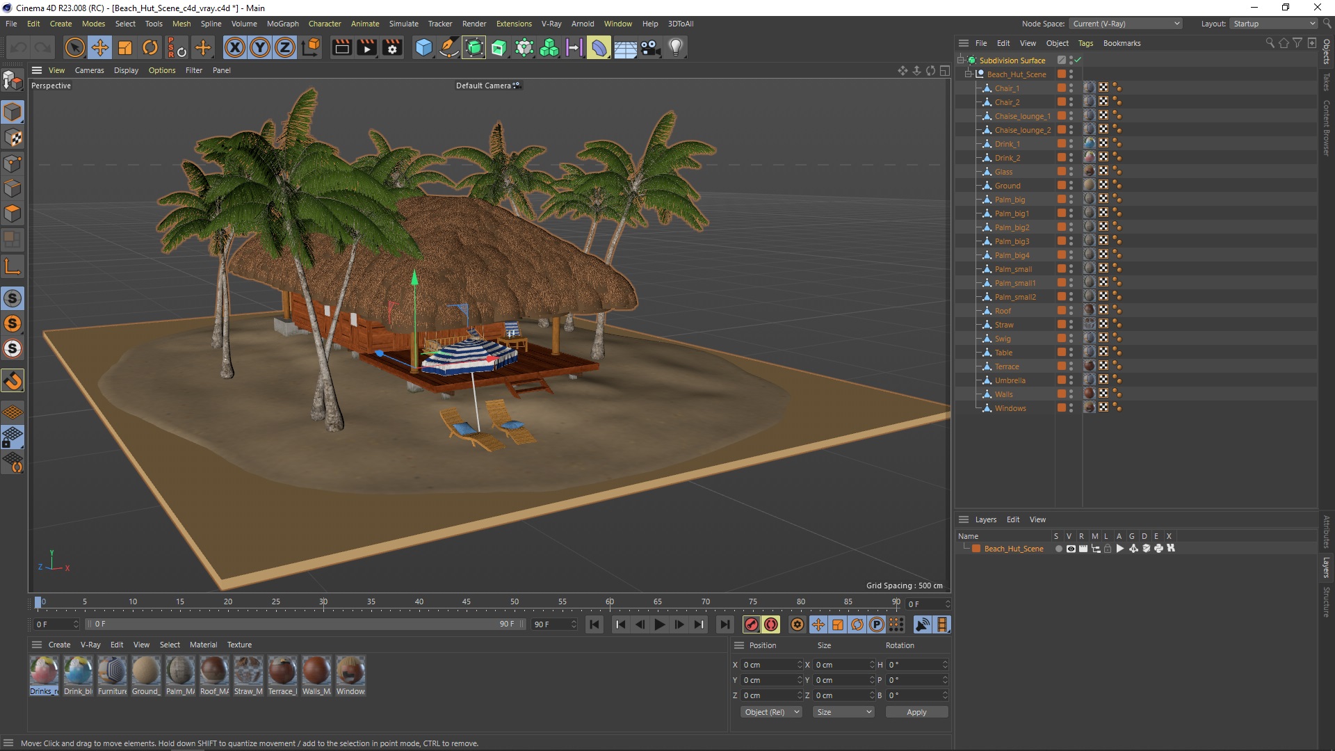 3D model Beach Hut Scene