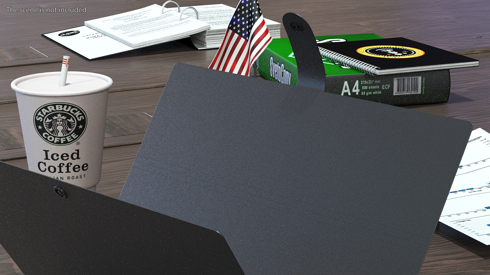 3D Plastic Paper Folder Open Black