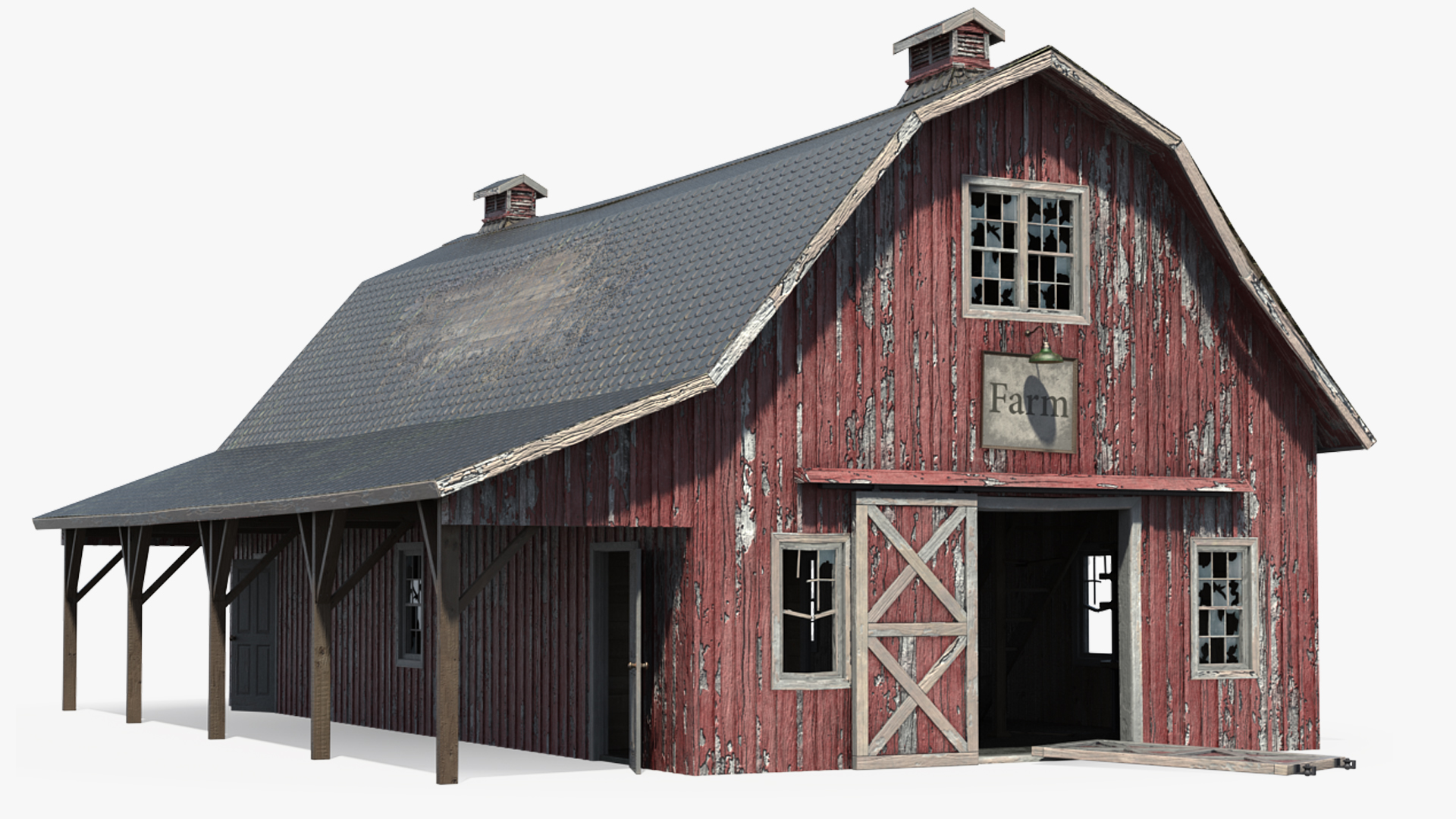 3D model Old Abandoned Wooden Barn