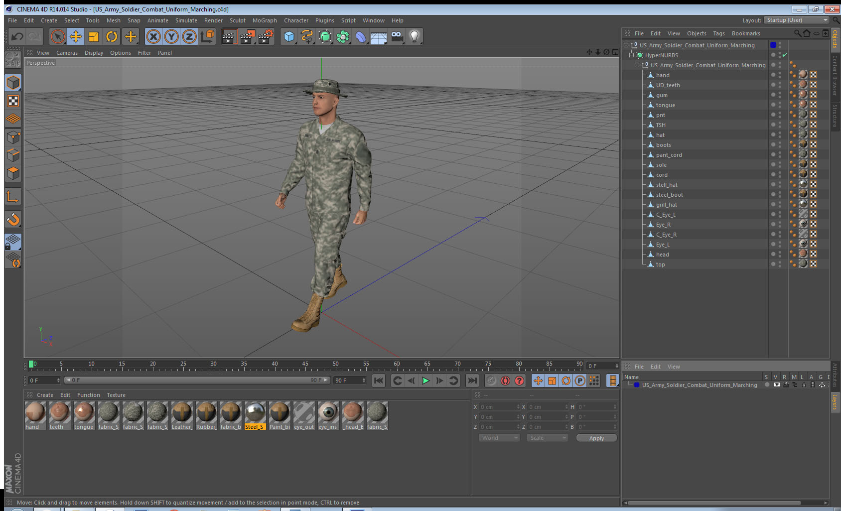 US Army Soldier Combat Uniform Marching 3D model