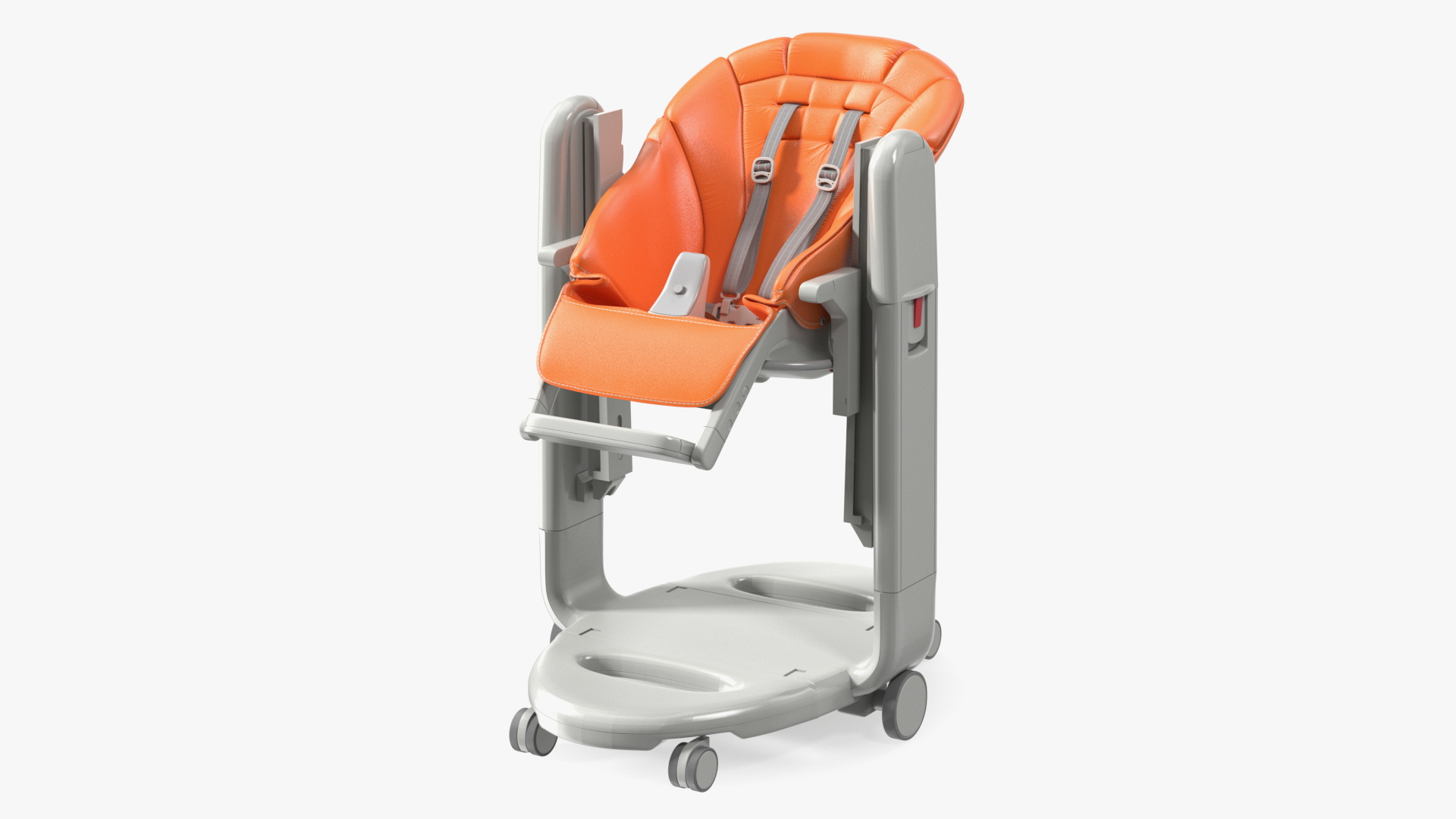 3D Baby Folding High Chair Horizontal Orange Rigged model