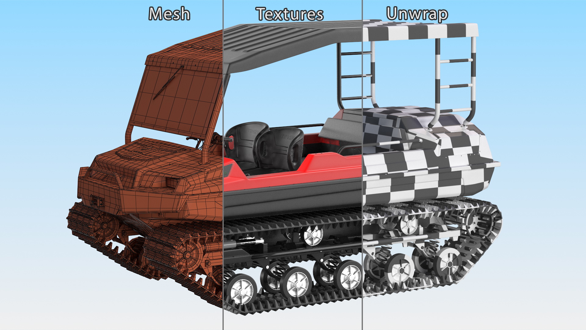 3D Tinger Track Red Rigged model