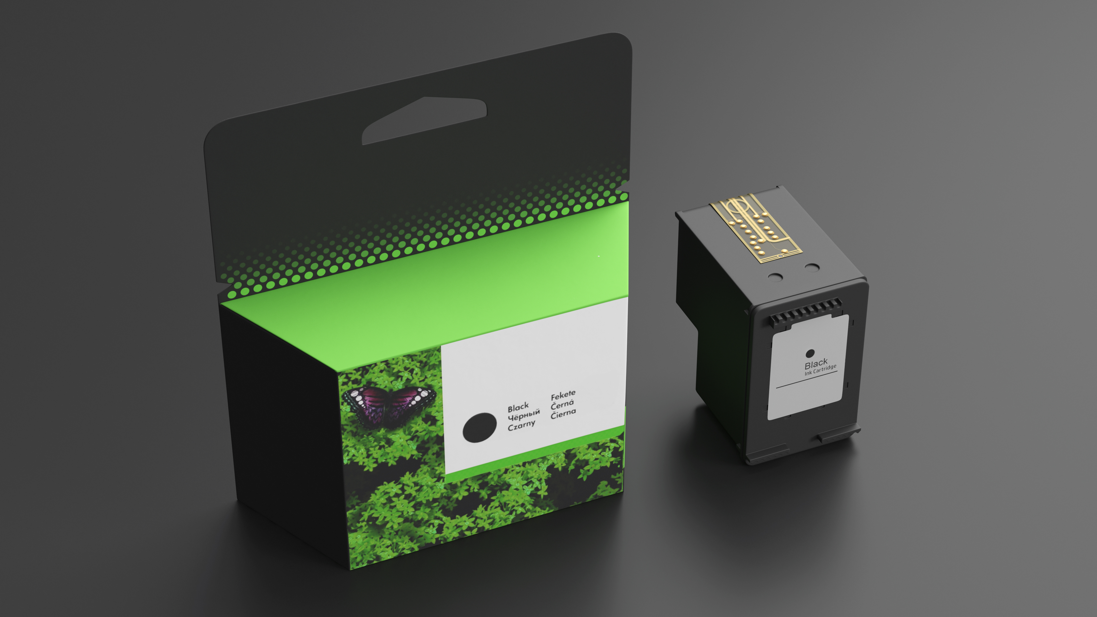 3D Box with Ink Cartridge Black model