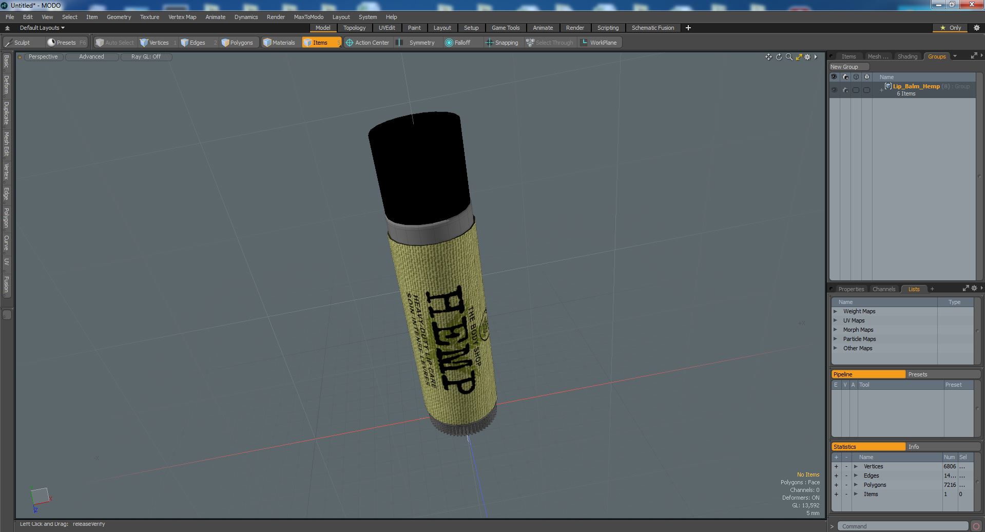 3D Lip Balm Hemp model