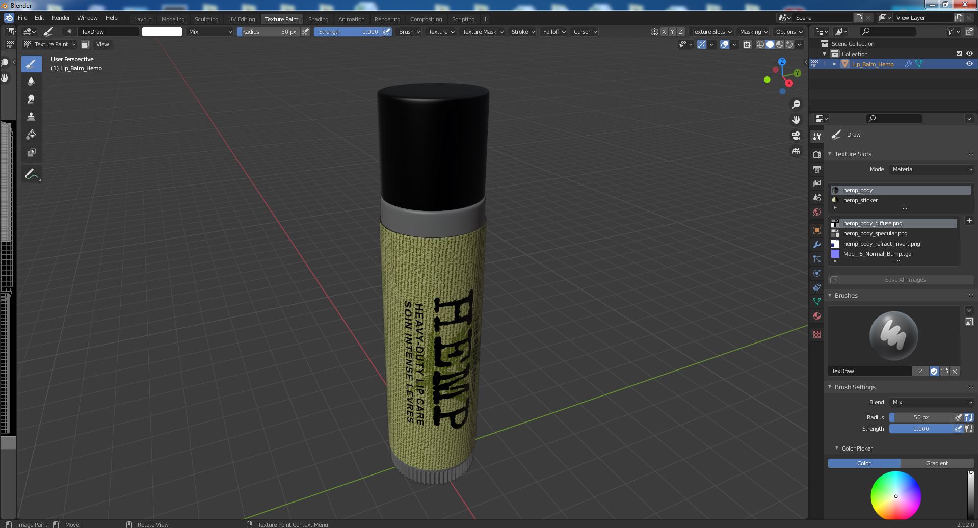 3D Lip Balm Hemp model