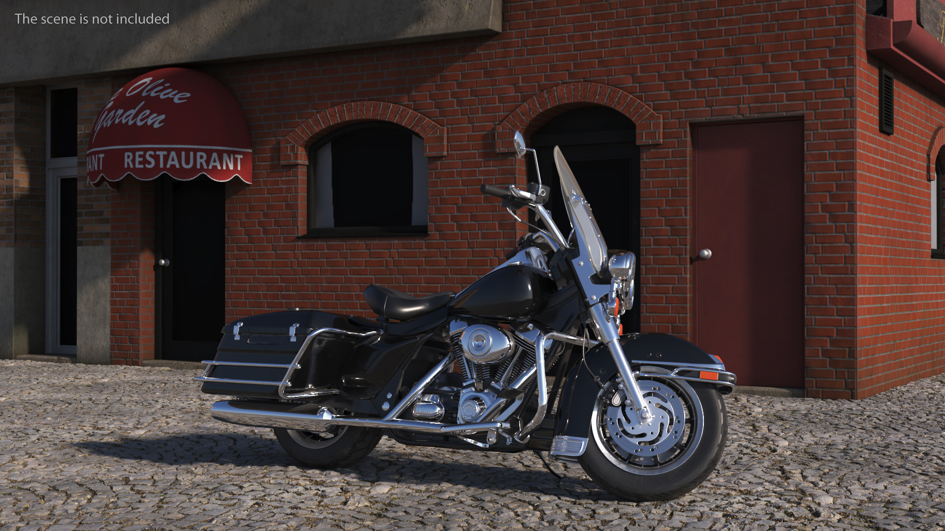 3D Road King Motorcycle Black Parked model