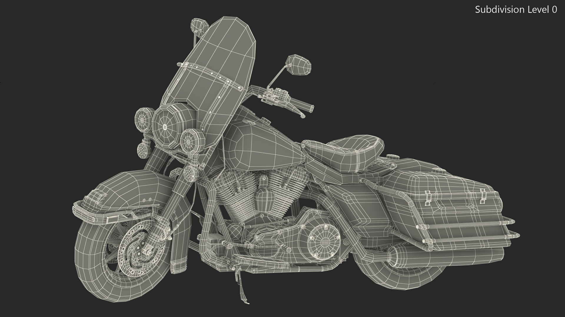 3D Road King Motorcycle Black Parked model