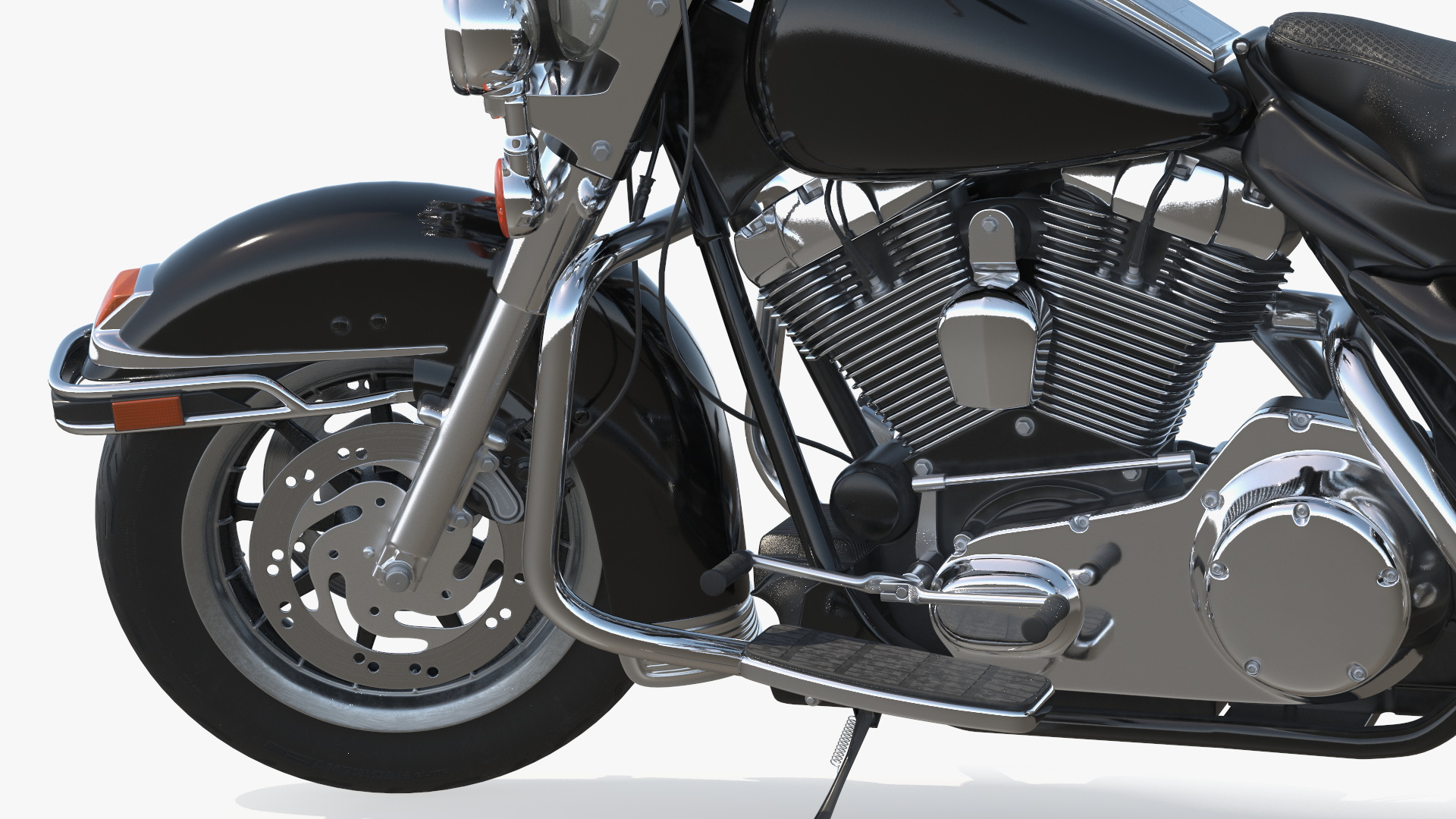 3D Road King Motorcycle Black Parked model