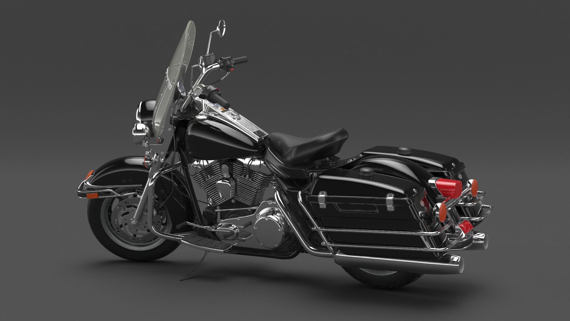 3D Road King Motorcycle Black Parked model