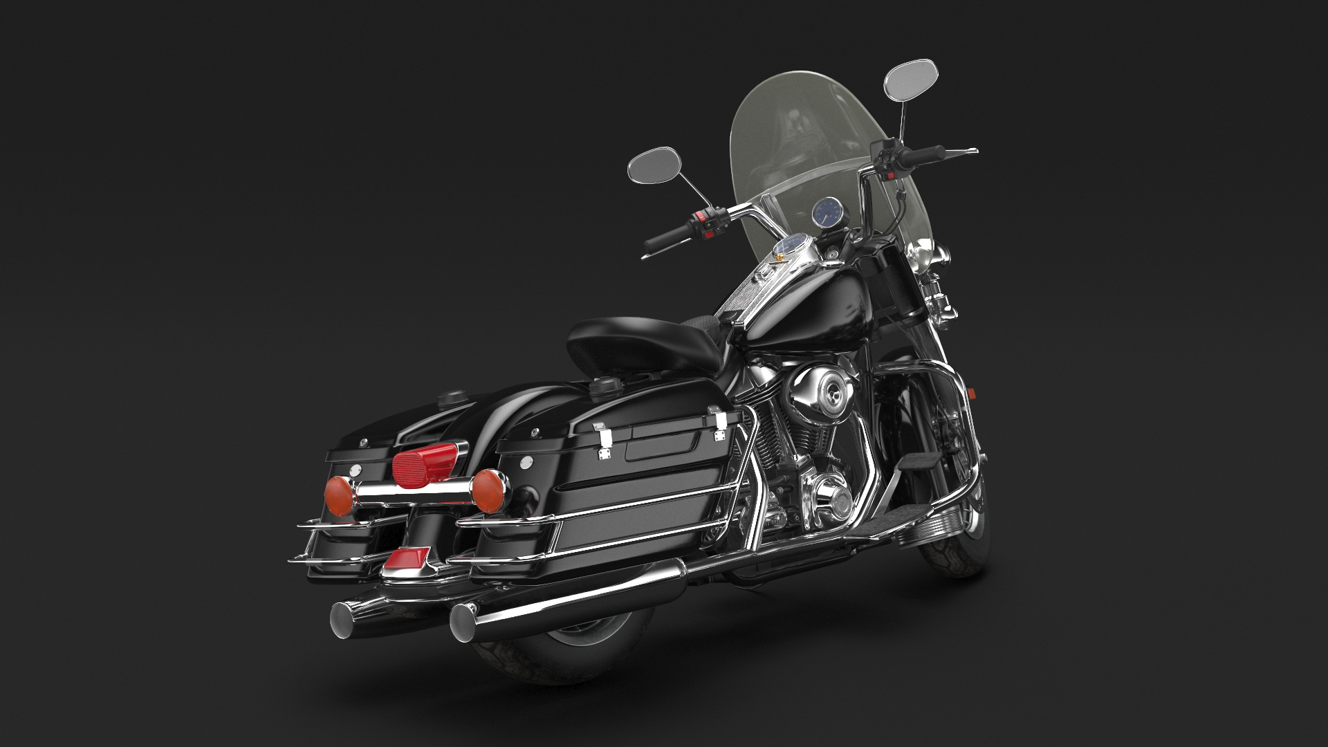 3D Road King Motorcycle Black Parked model