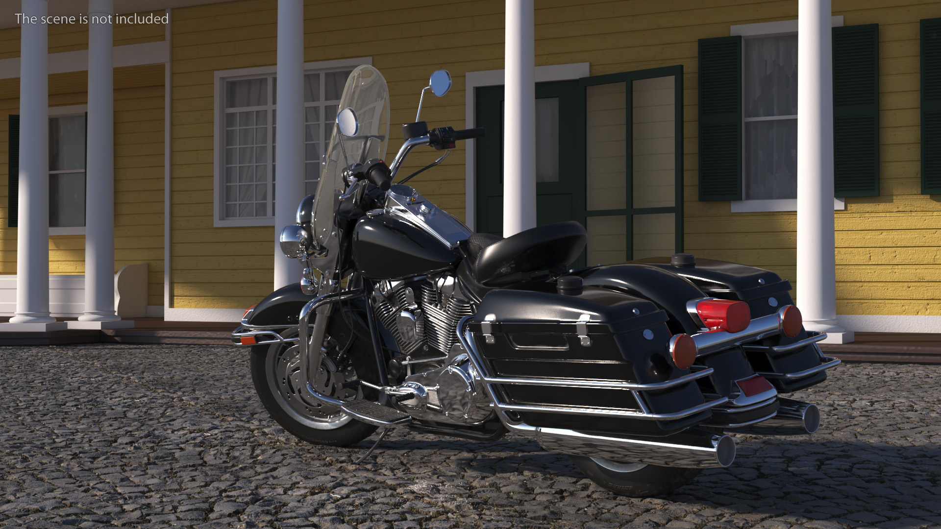 3D Road King Motorcycle Black Parked model