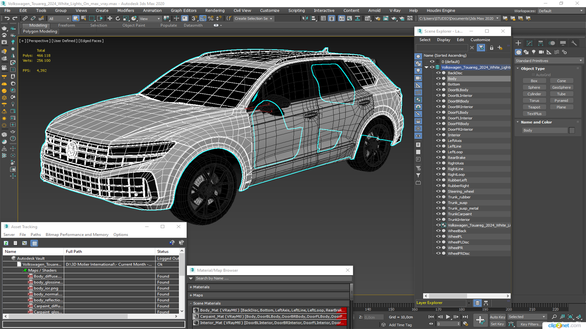 Volkswagen Touareg 2024 White Lights On 3D model