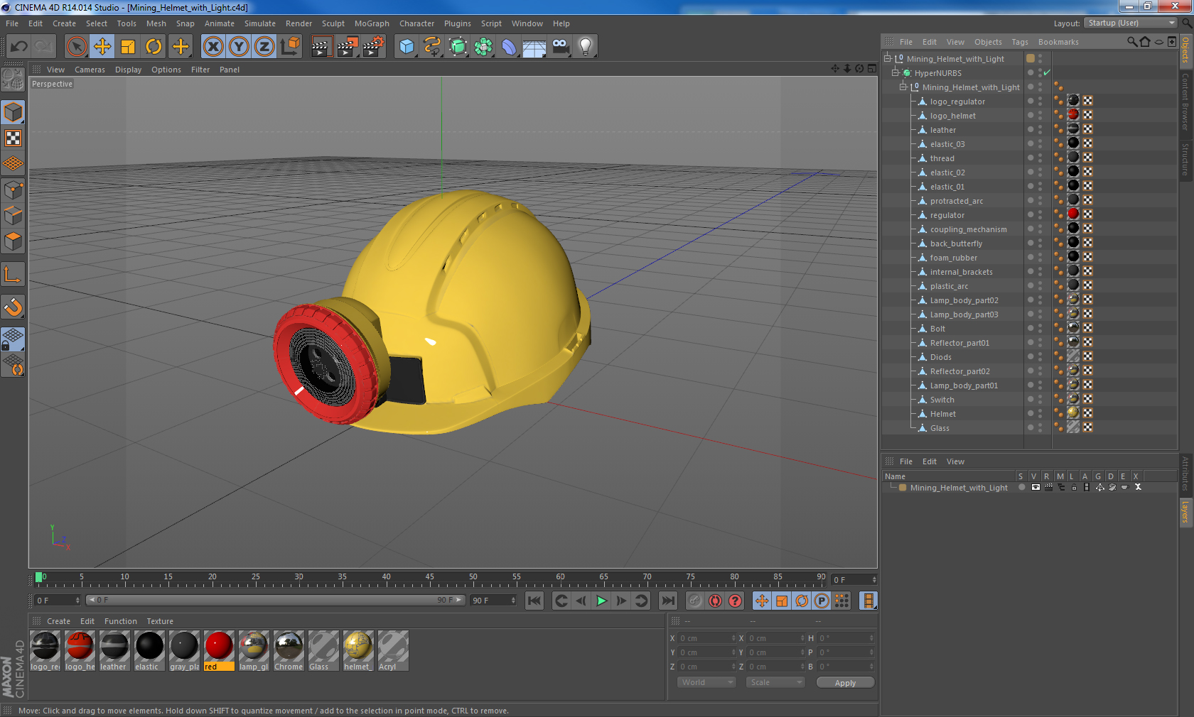 Mining Helmet with Light 3D model