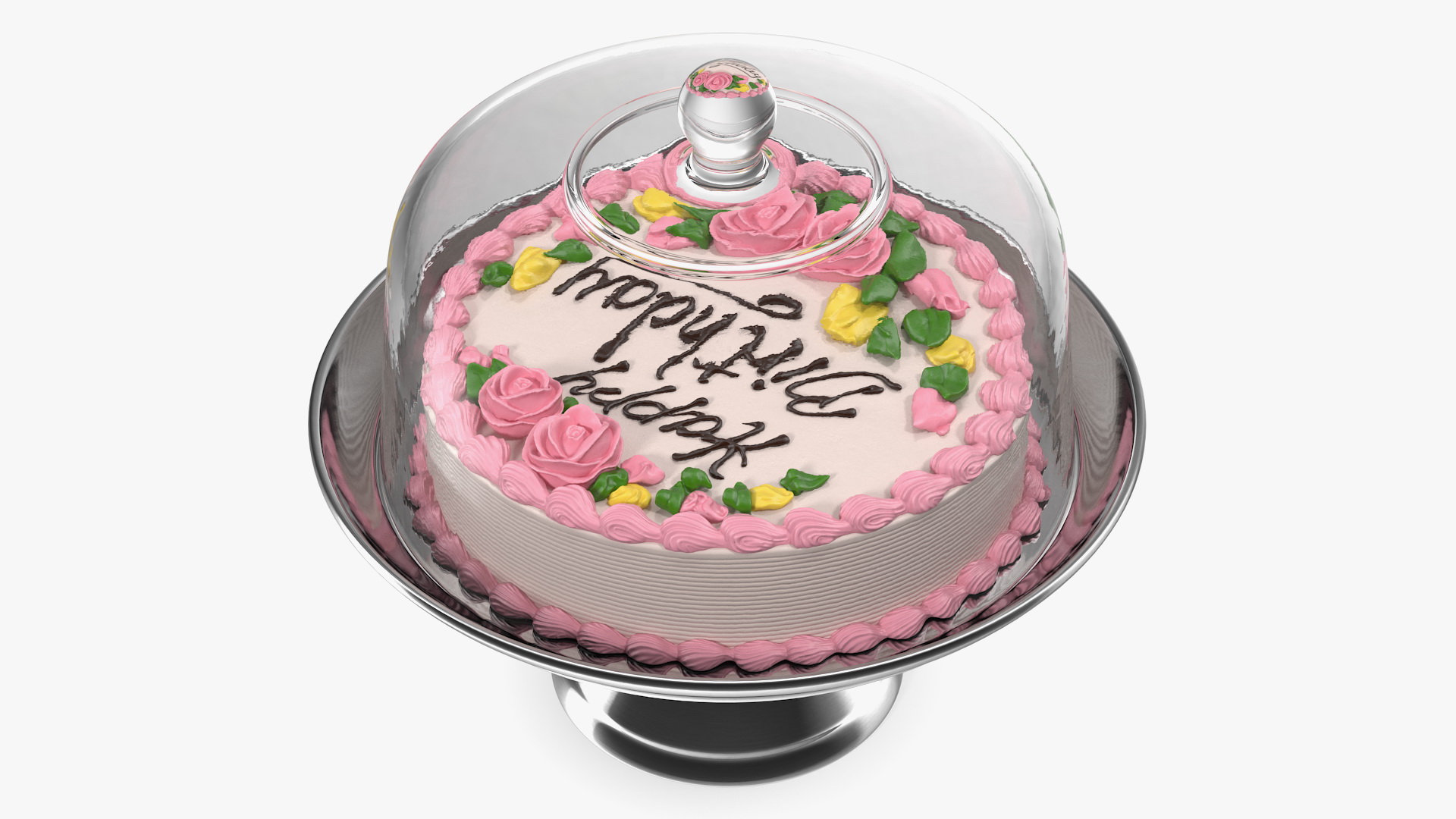 3D model Cake Stand Metal with Birthday Cake