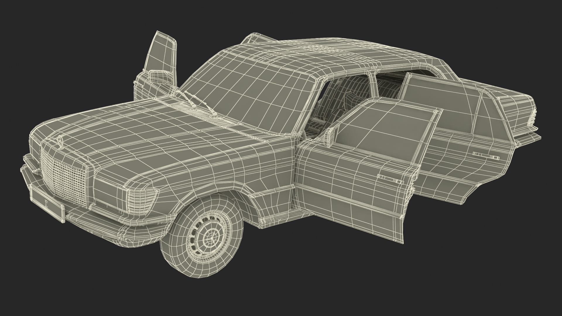 Classic Mercedes Benz 350 SE Green 3D model