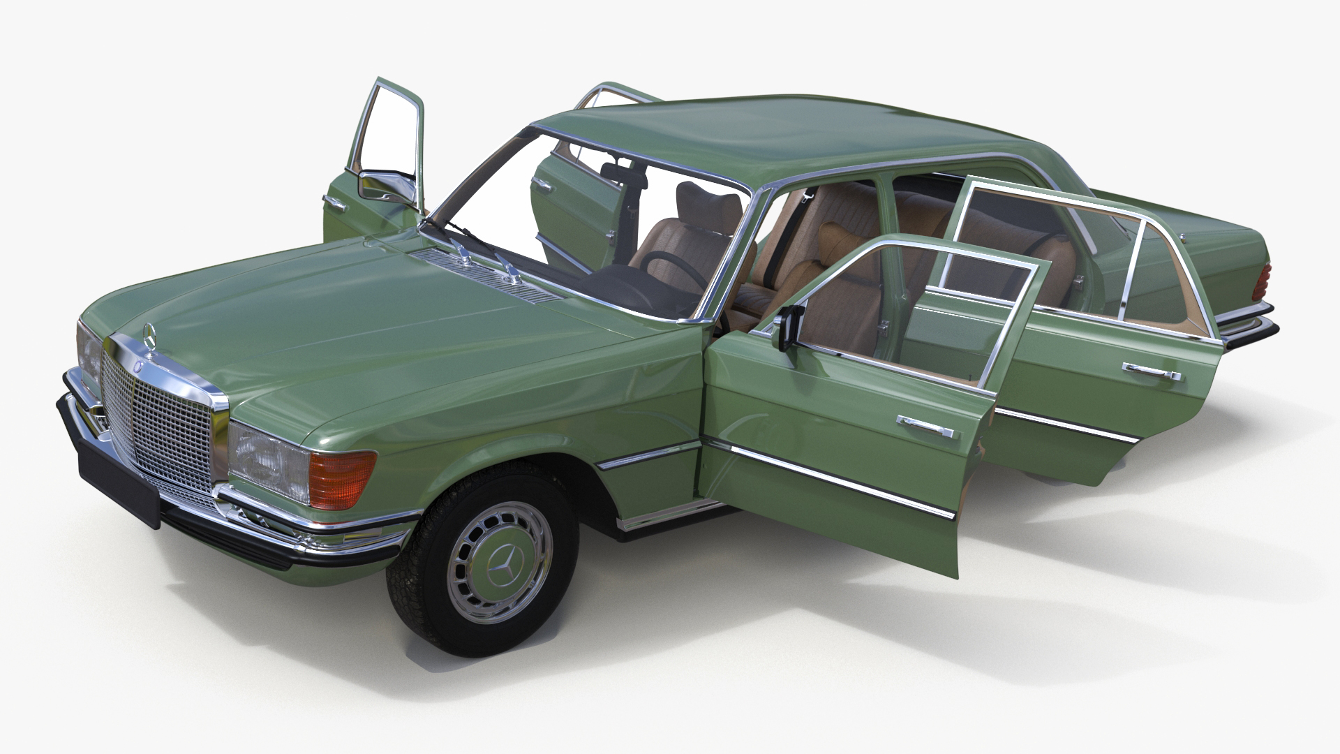 Classic Mercedes Benz 350 SE Green 3D model