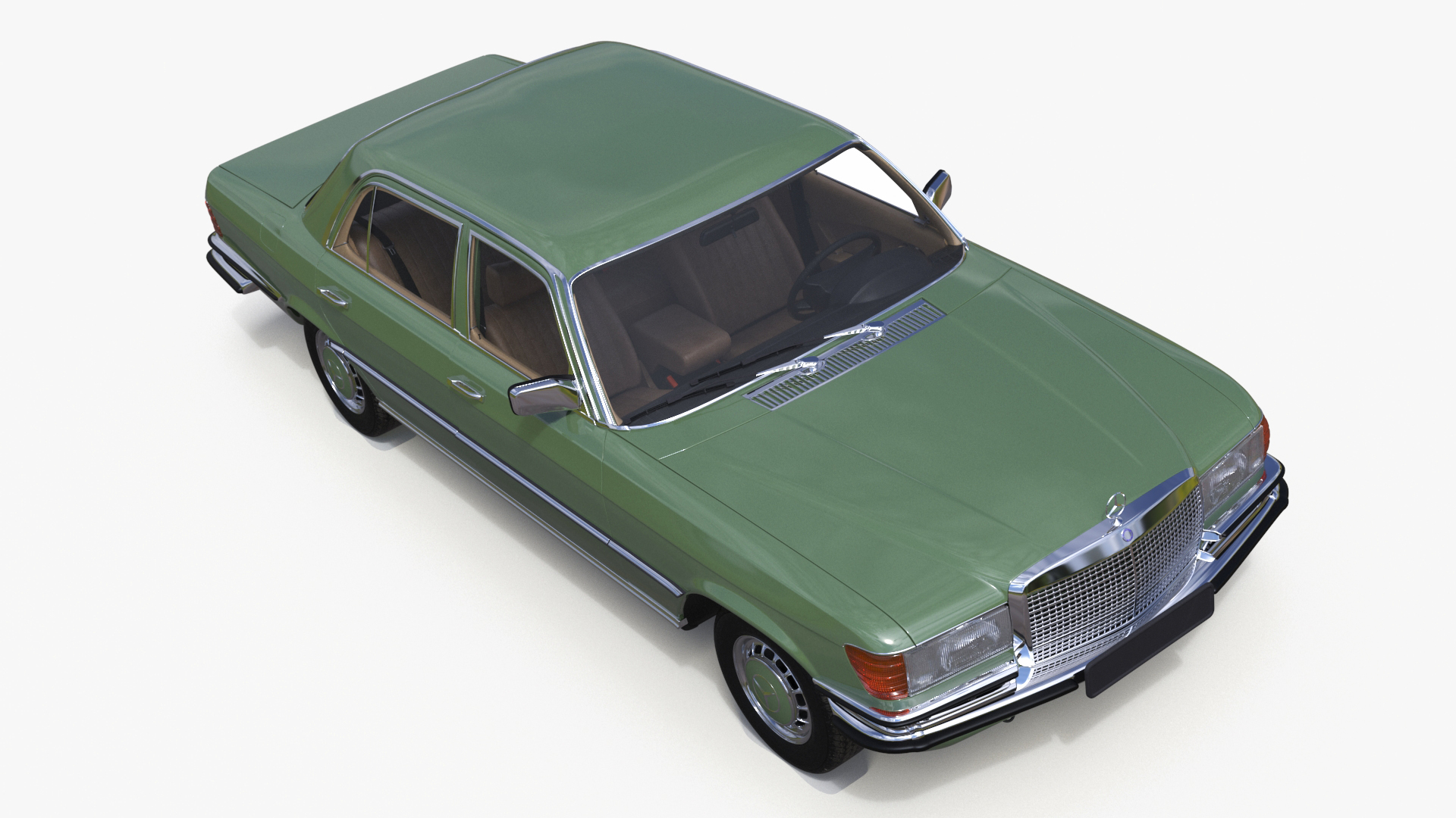 Classic Mercedes Benz 350 SE Green 3D model