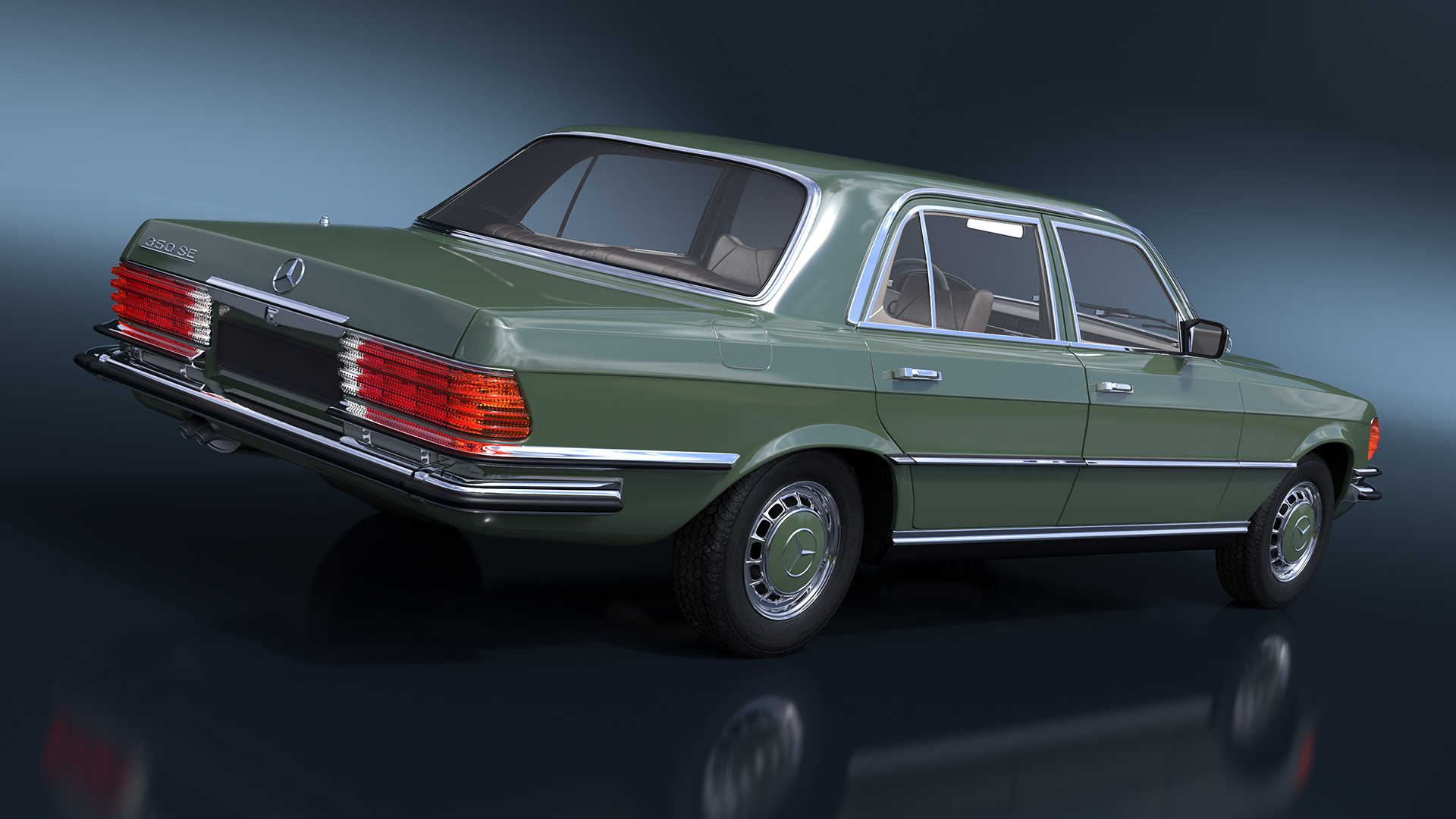 Classic Mercedes Benz 350 SE Green 3D model