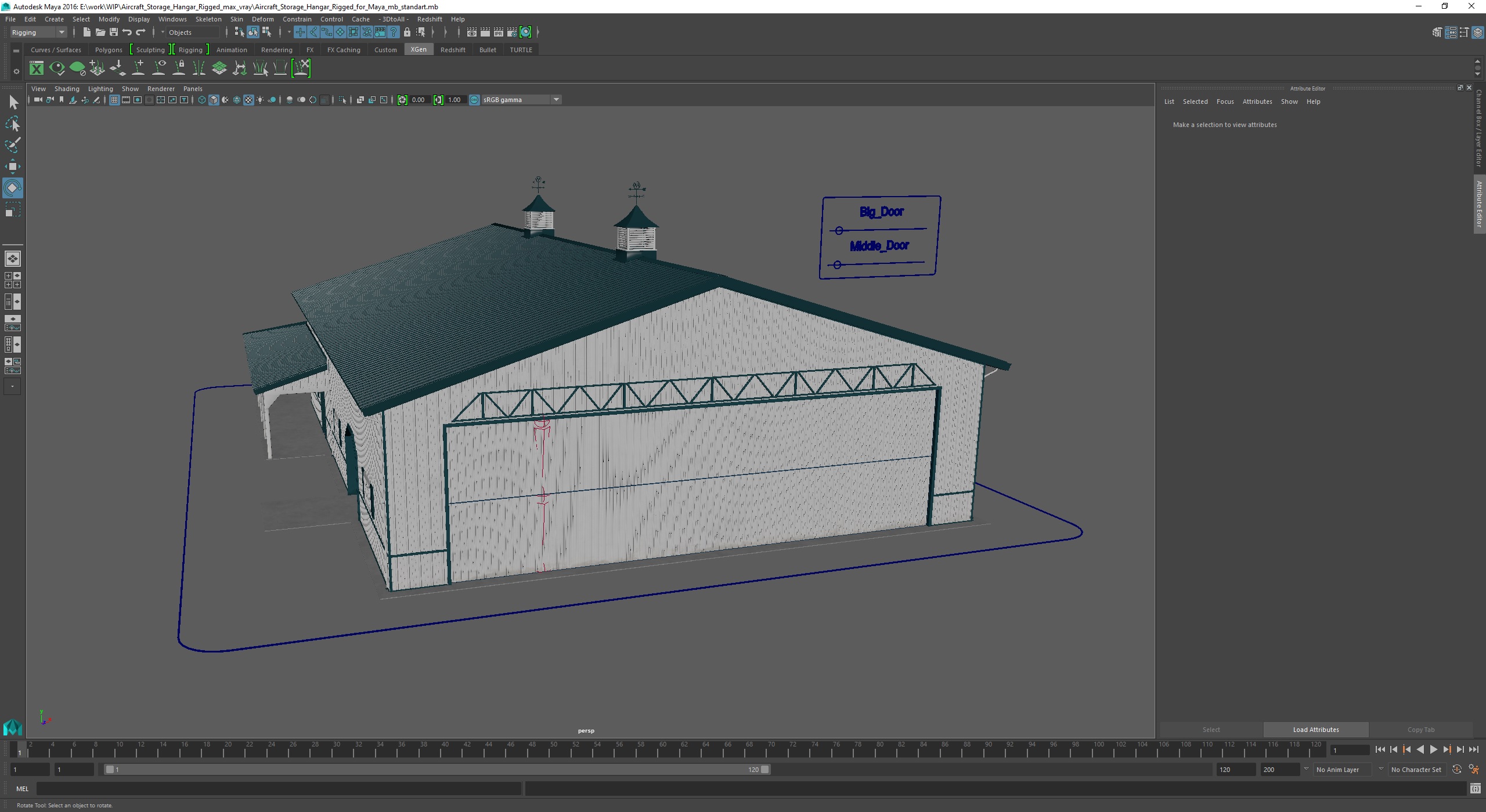 Aircraft Storage Hangar Rigged for Maya 3D model