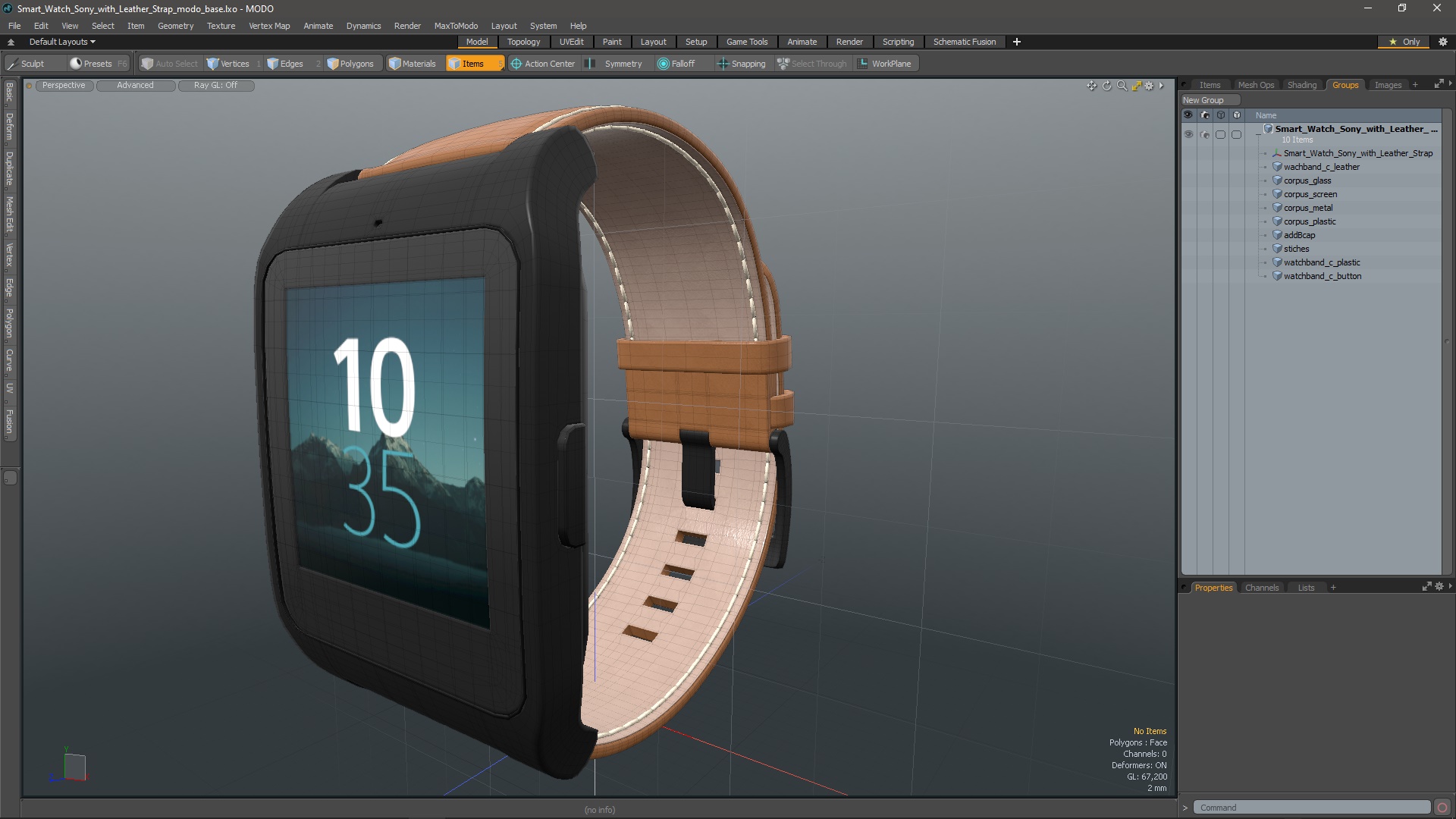 3D model Smart Watch Sony with Leather Strap