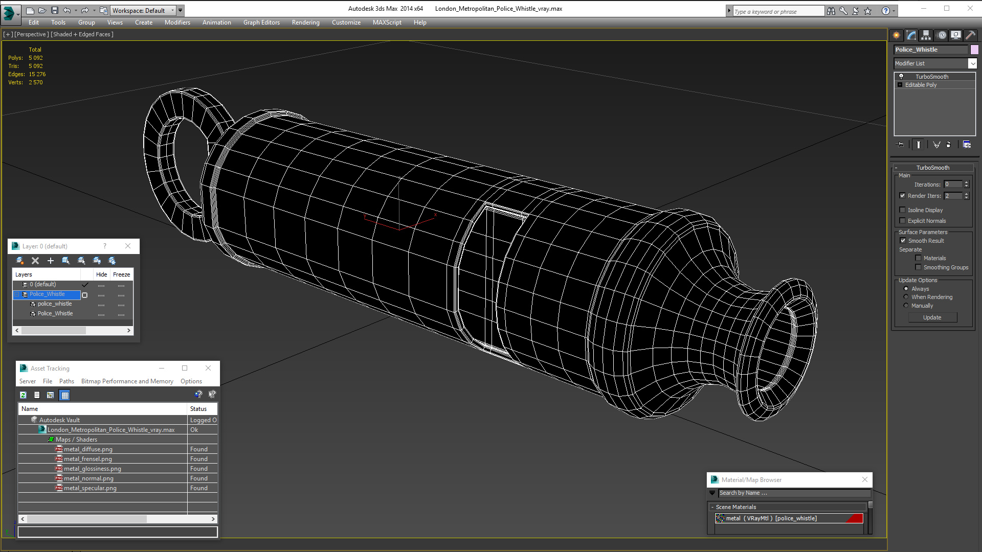 London Metropolitan Police Whistle 3D model