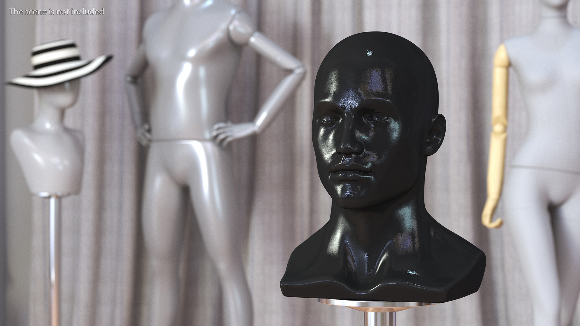 3D model Black Male Mannequin Head