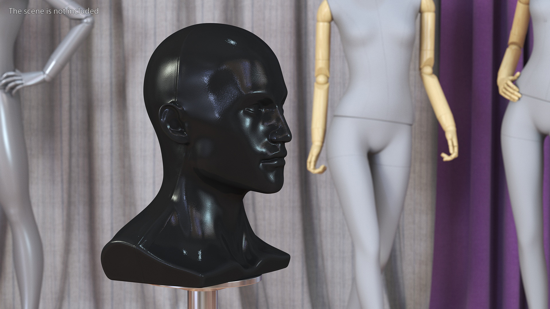 3D model Black Male Mannequin Head