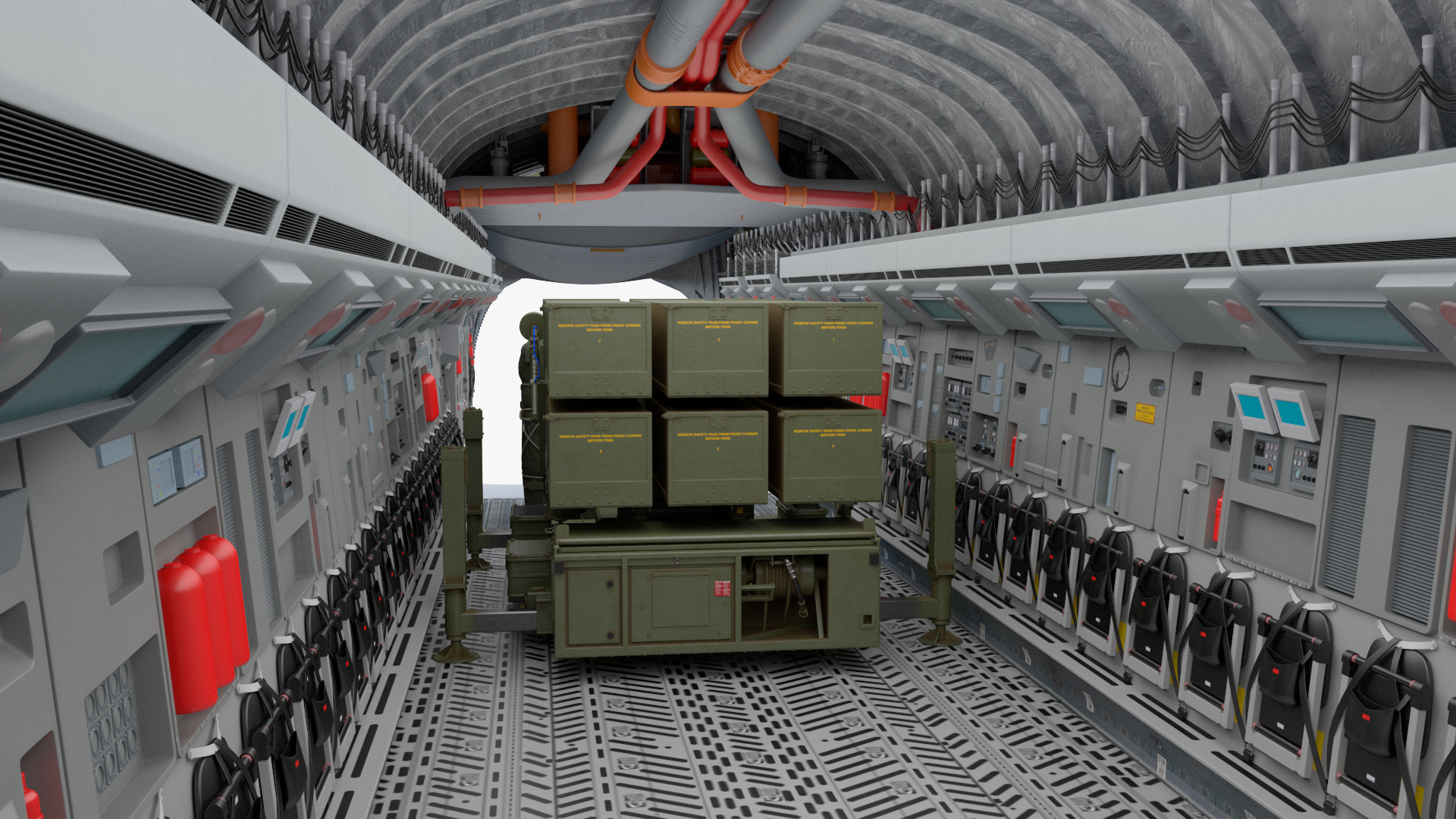 3D Boeing C17 Globemaster III Loaded MIM 104 Patriot Rigged