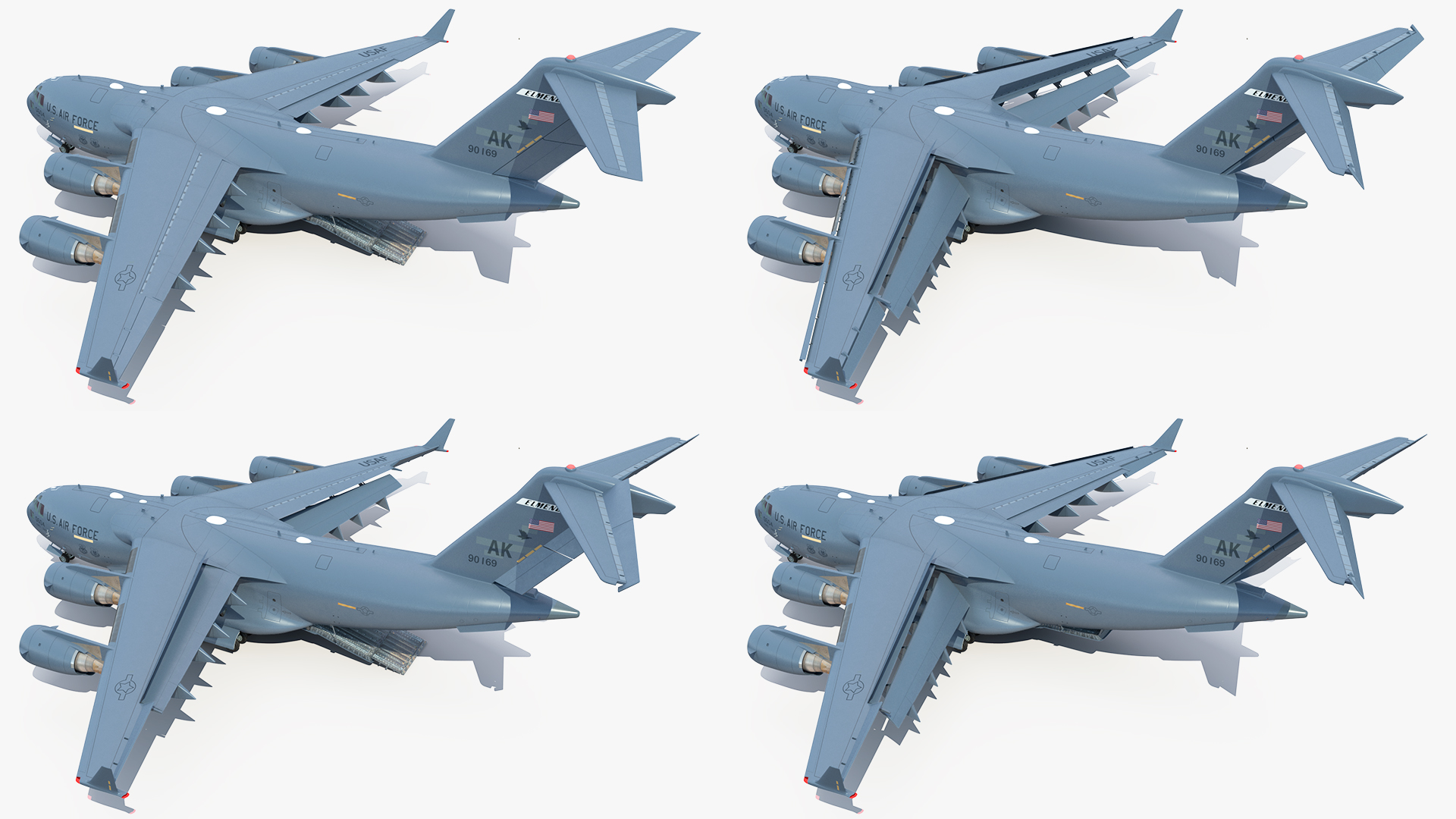 3D Boeing C17 Globemaster III Loaded MIM 104 Patriot Rigged