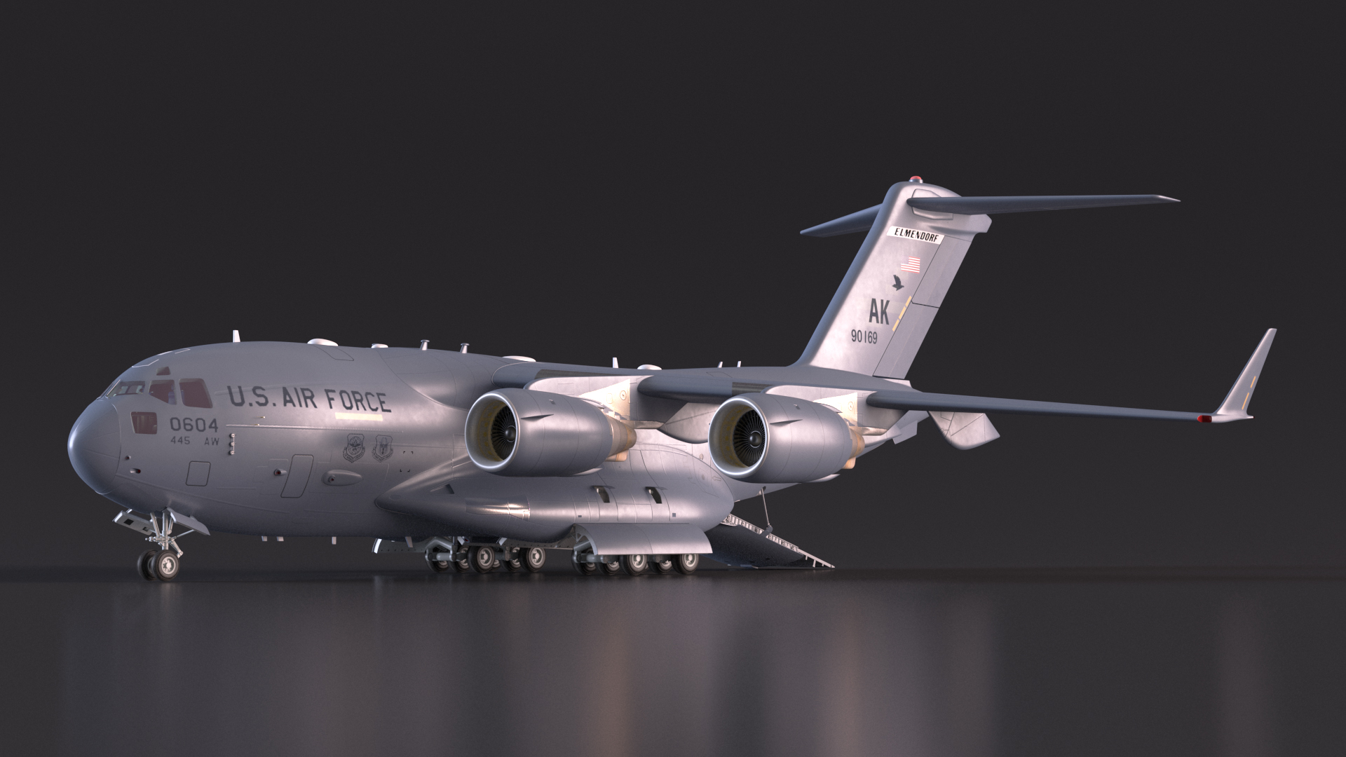 3D Boeing C17 Globemaster III Loaded MIM 104 Patriot Rigged